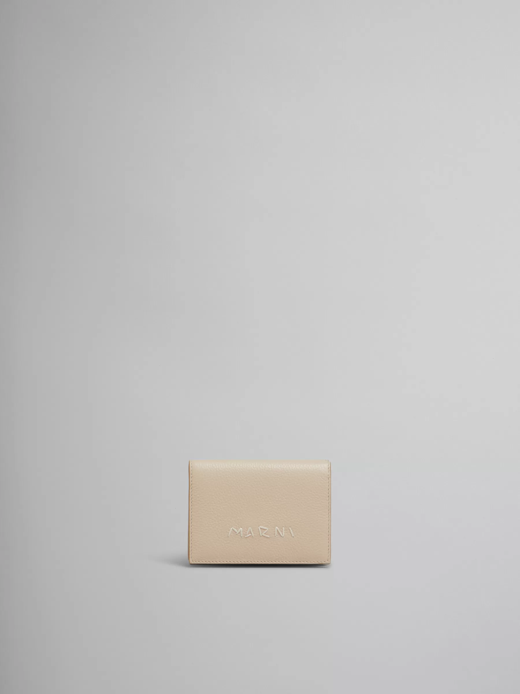 Marni Beige Leather Trifold Wallet With Mending SOFTBEIGE Hot