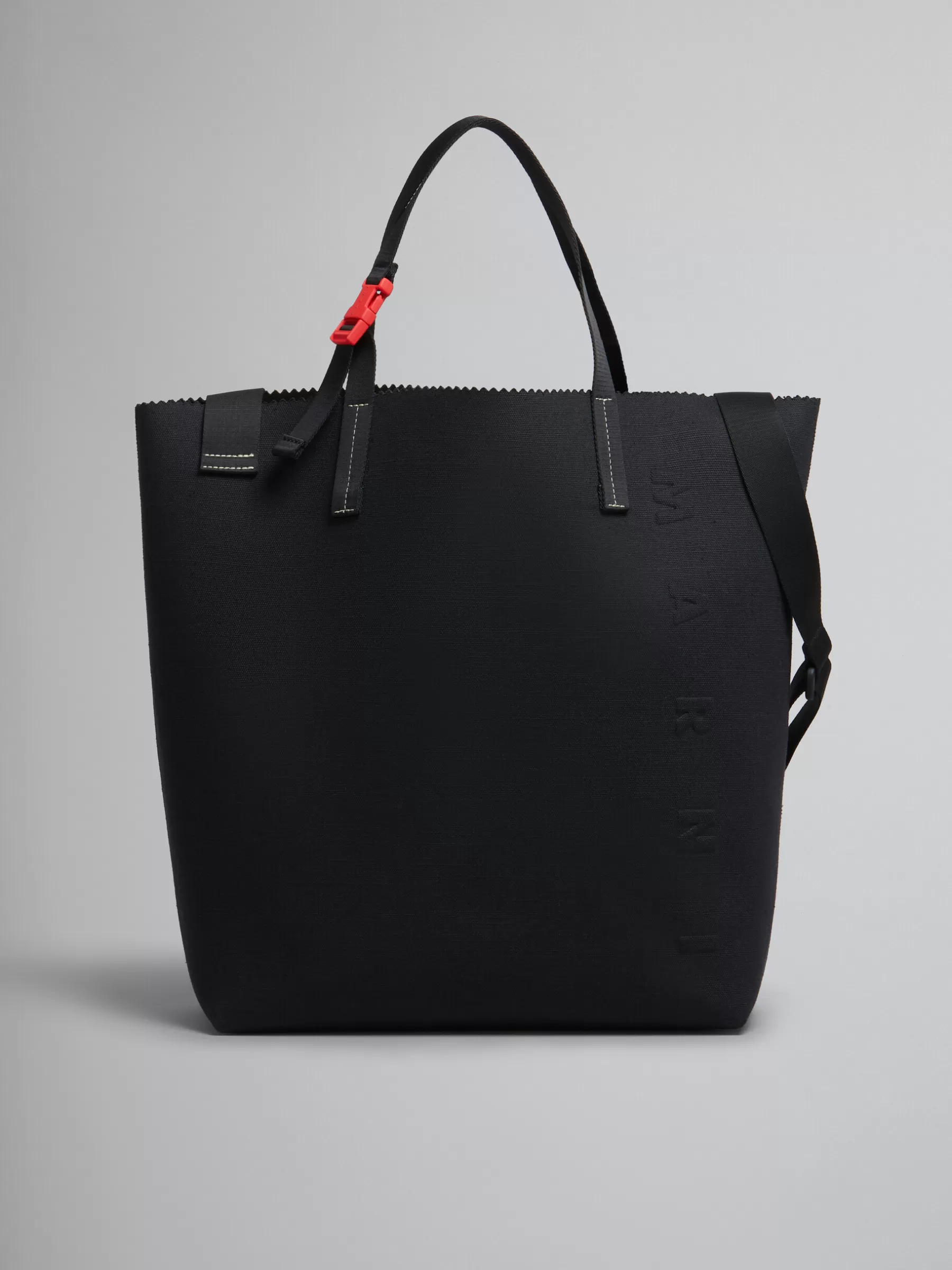 Marni Canvas Tribeca Shopper With Raised Logo BLACK Fashion