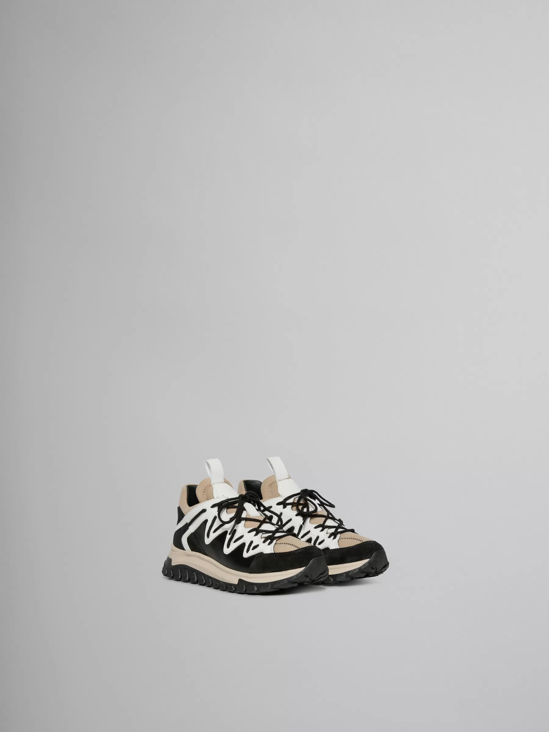 Marni Black, White And Beige Running Sneaker BLACK/BEIGE/WHITE Flash Sale