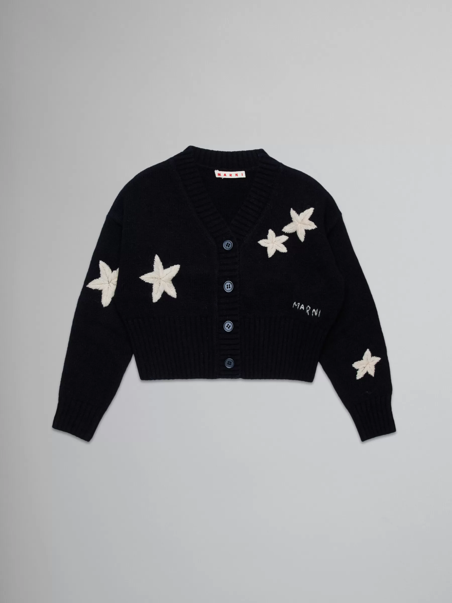 Marni Wool-blend Cardigan With Stars BLACK Discount