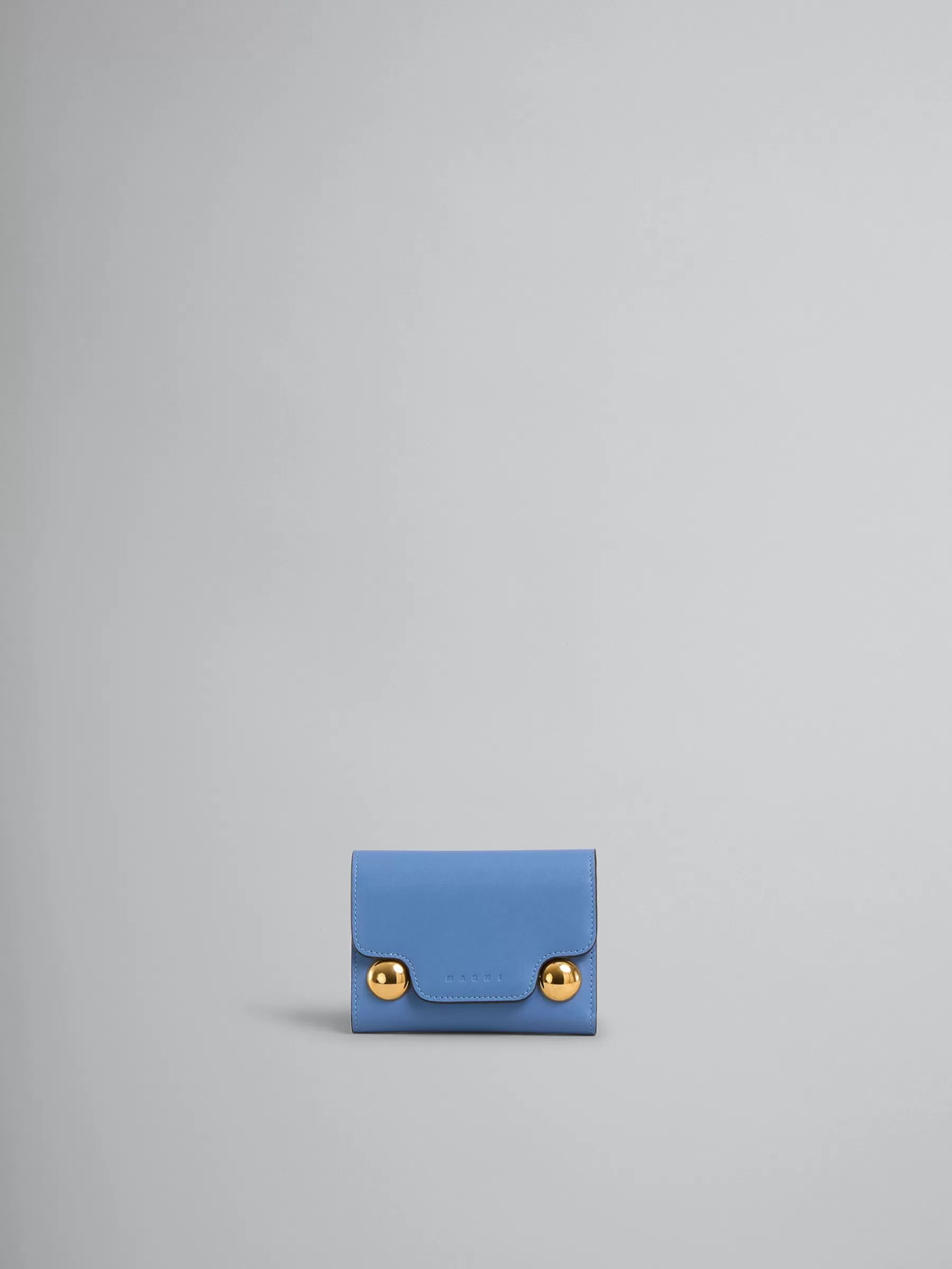 Marni Blue Leather Trunkaroo Trifold Wallet OPAL Outlet