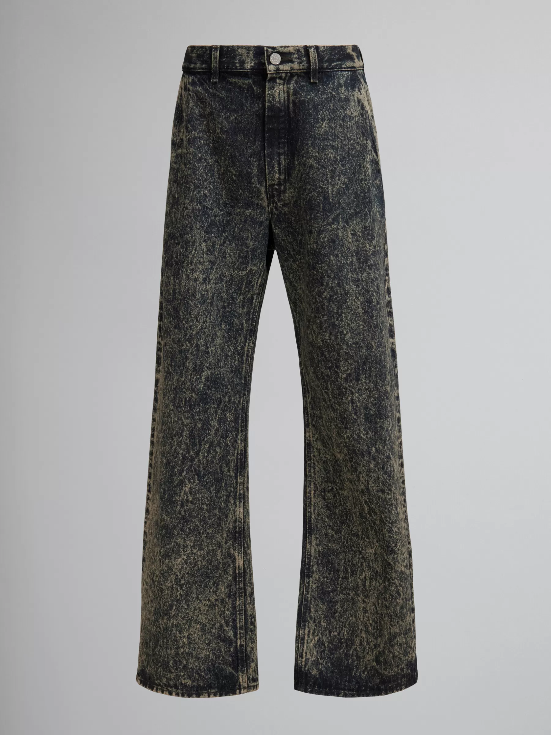 Marni Blue Marble Denim Straight-leg Jeans NOMAD/BEIGE Fashion