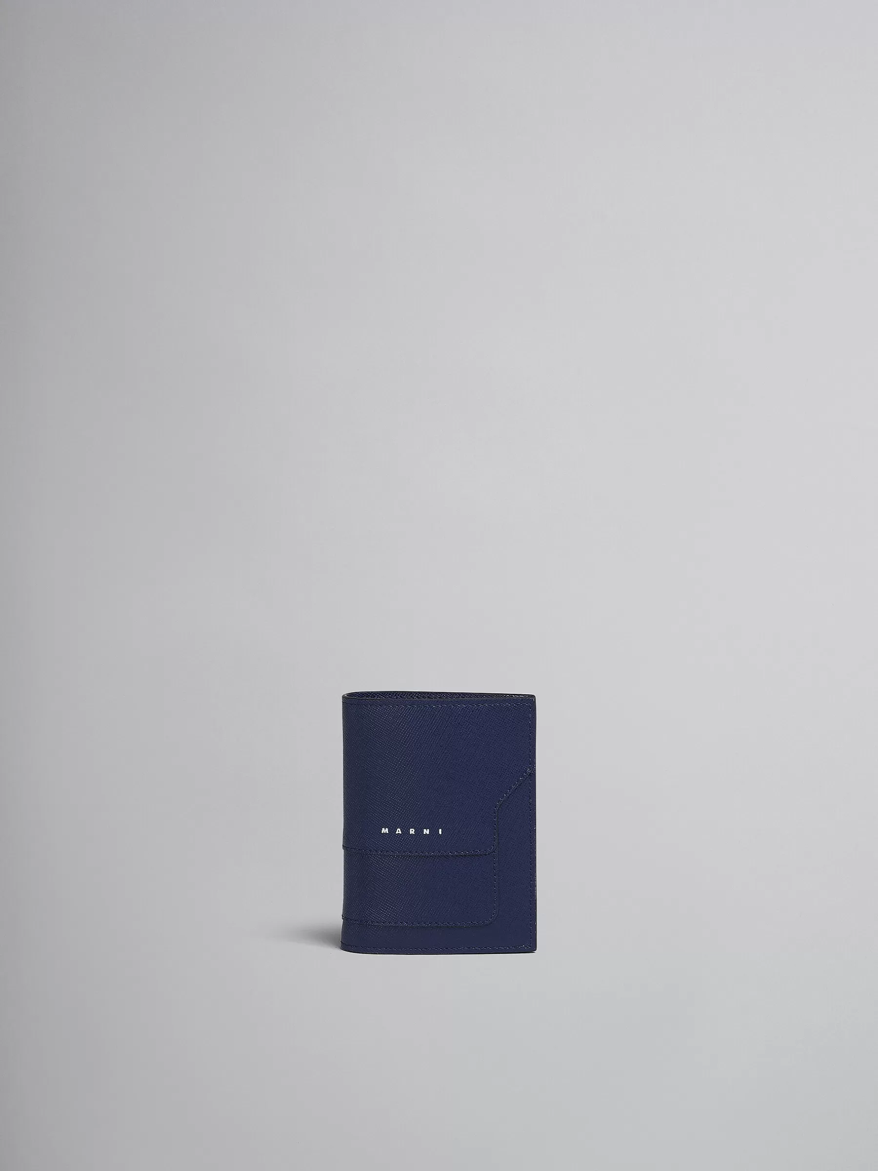Marni Blue Saffiano Leather Bi-fold Wallet BLUBLACK Online