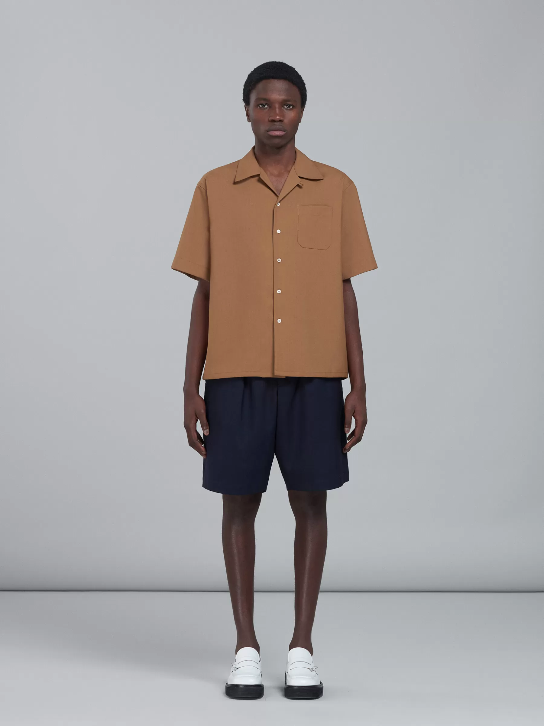 Marni Blue Tropical Wool Bermuda Pants BLUBLACK Shop