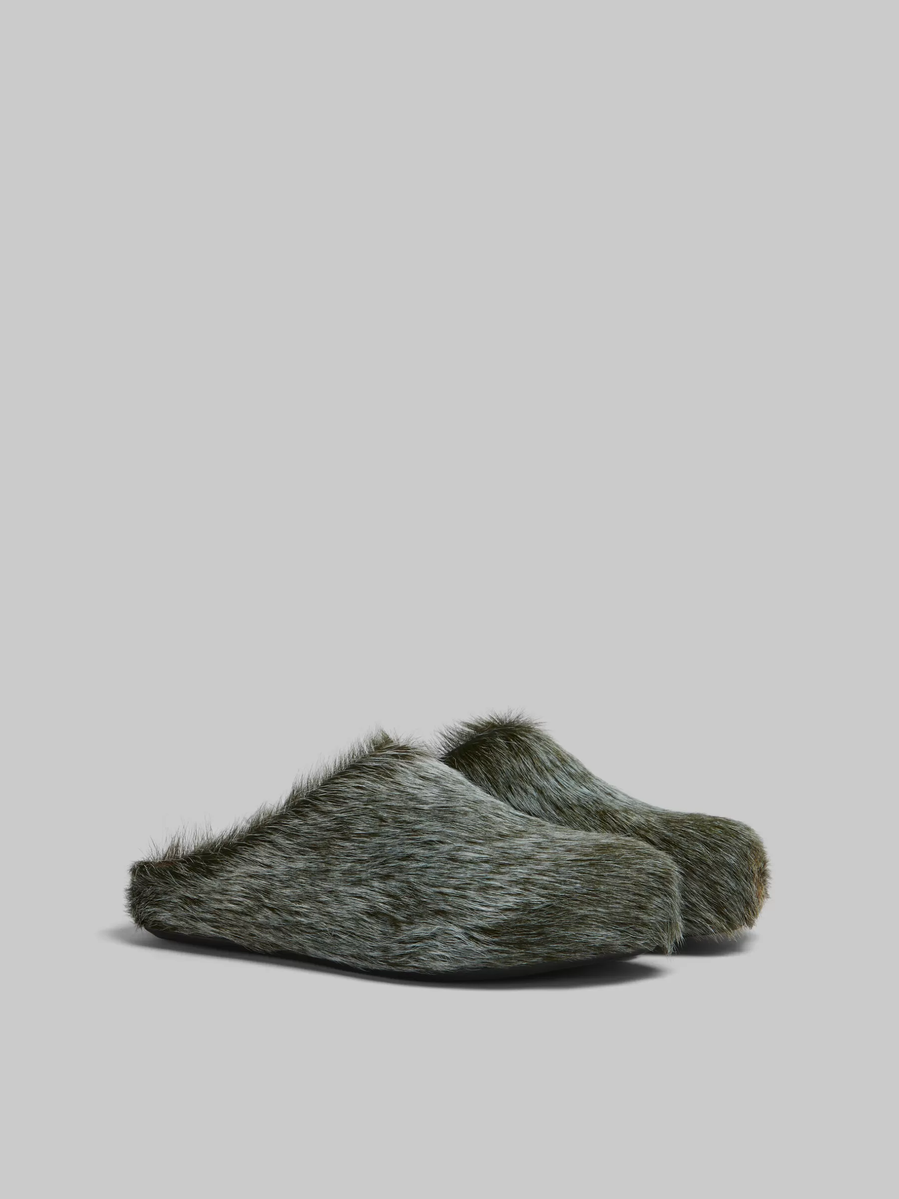 Marni Blue-grey Long Hair Calfskin Fussbett Sabot BLUESODALITE New