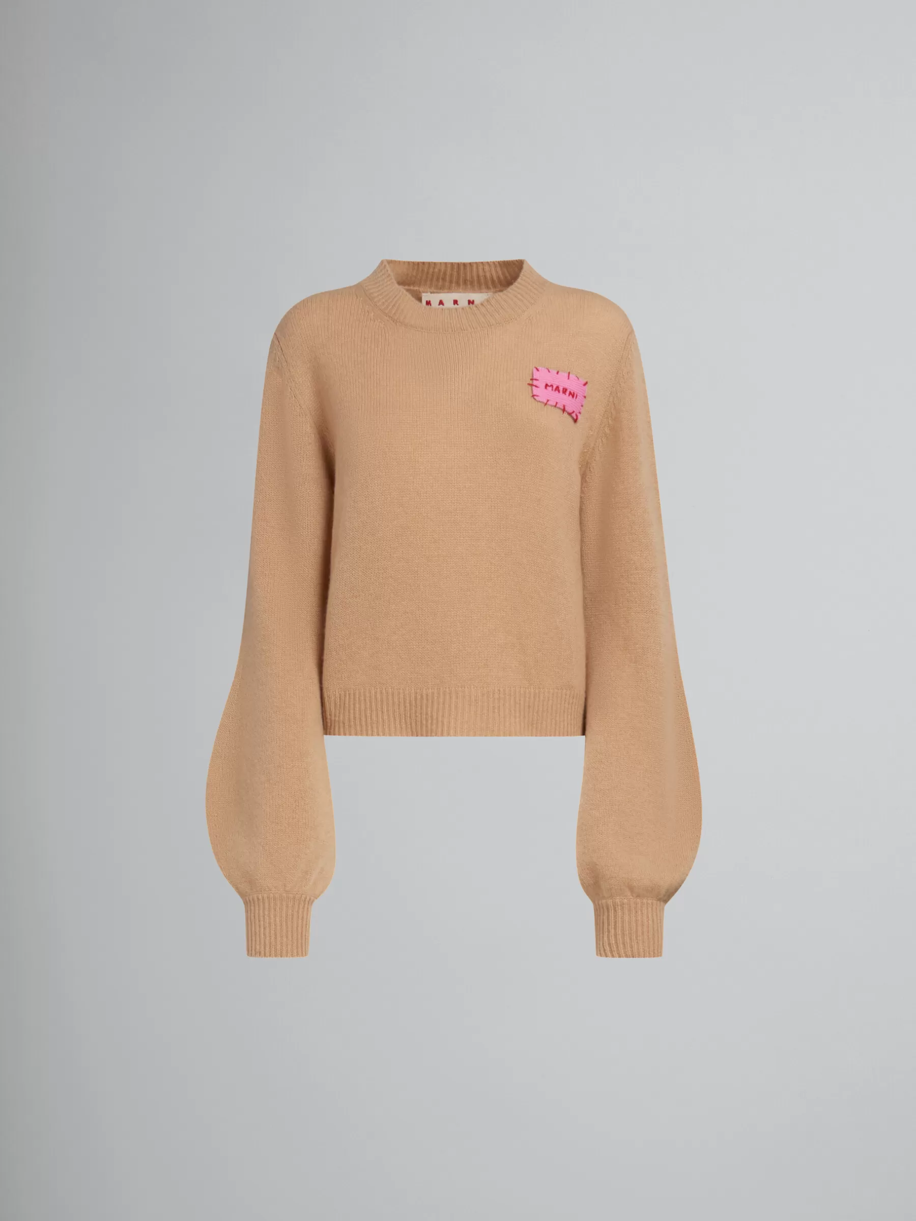 Marni Brown Cashmere Jumper With Mending Patch BUTTERCREAM Clearance