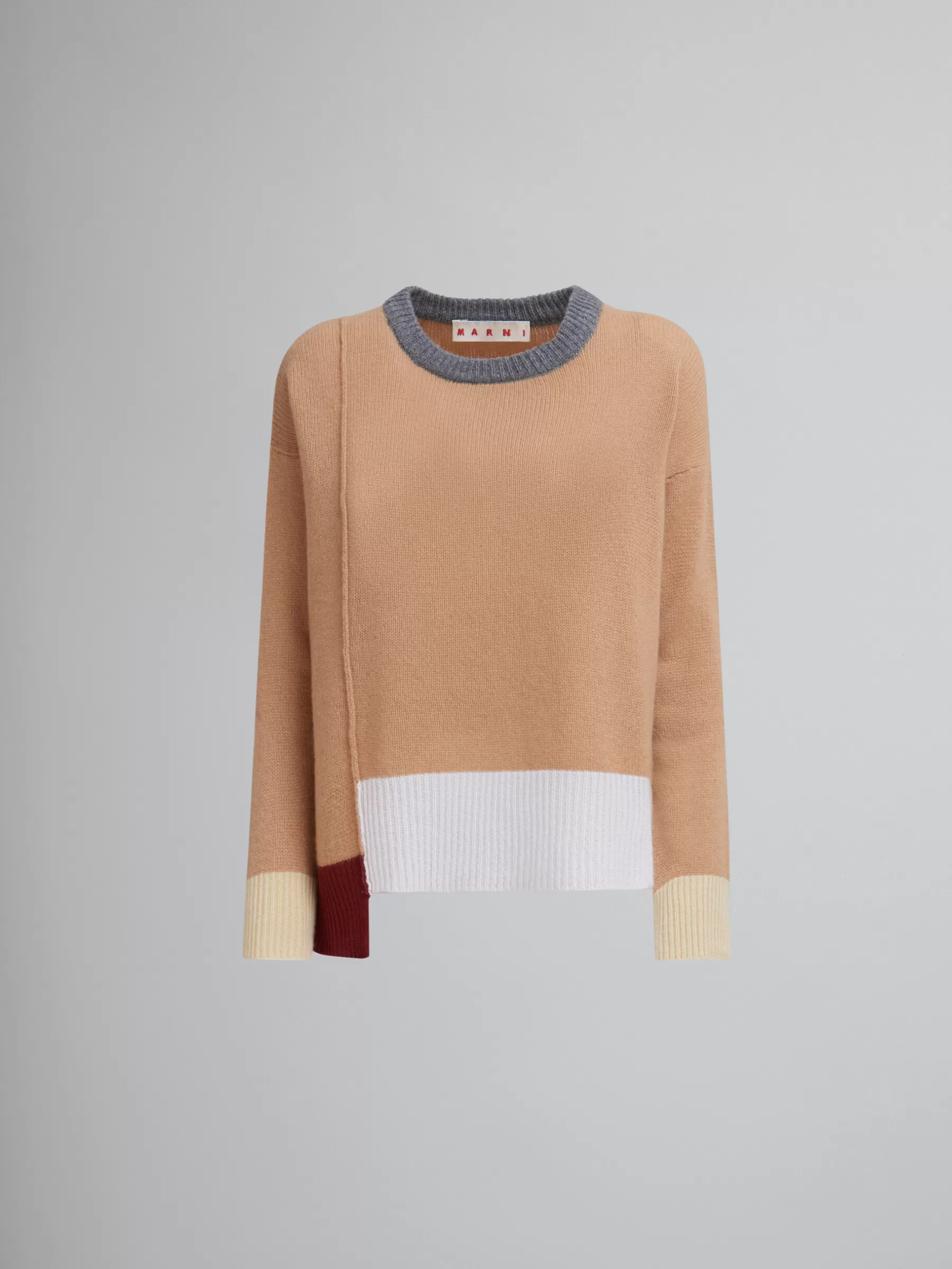 Marni Brown Colour-block Cashmere Jumper EARTHOFSIENA Shop