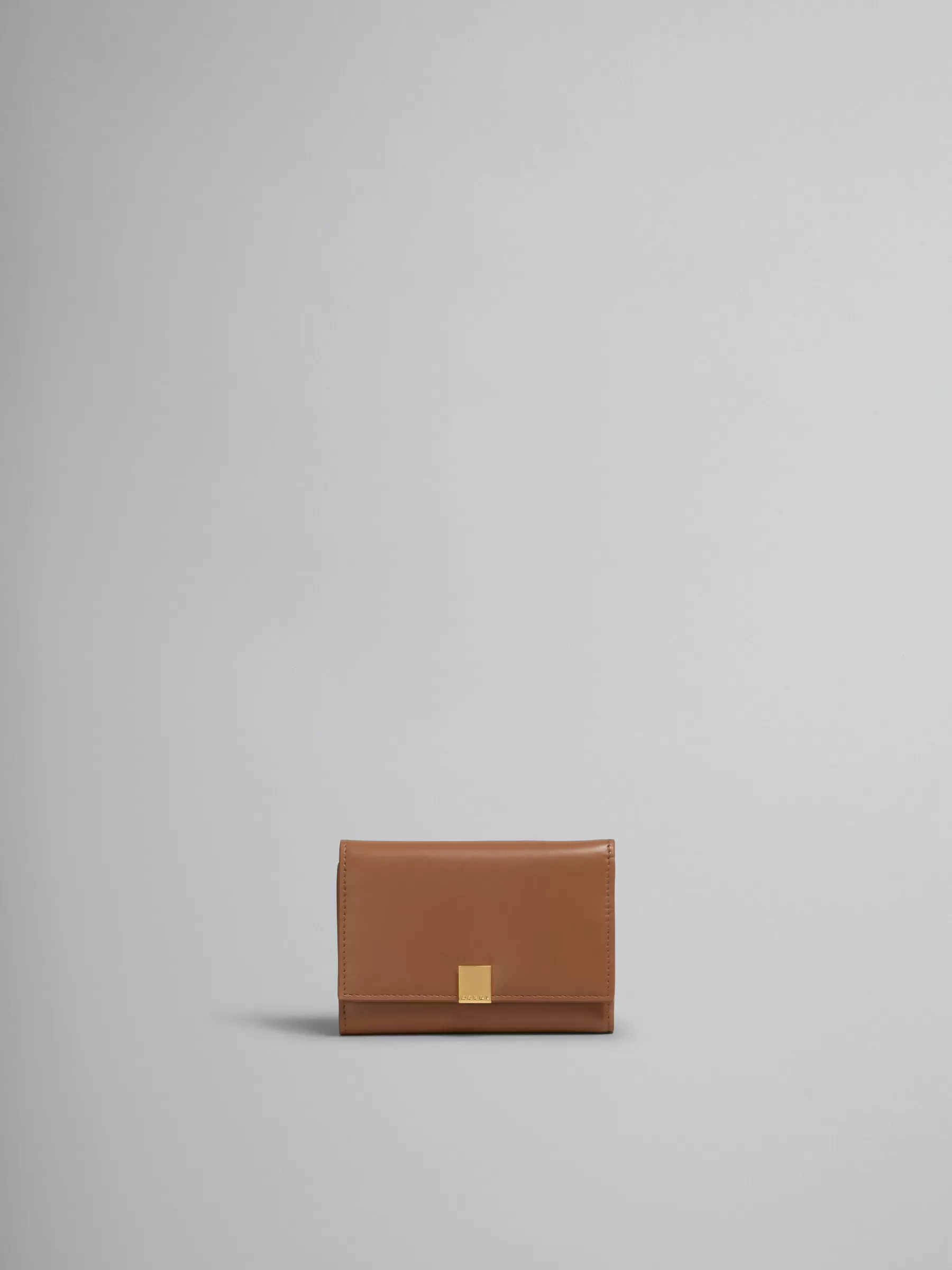 Marni Brown Leather Trifold Prisma Wallet CINNAMON Cheap