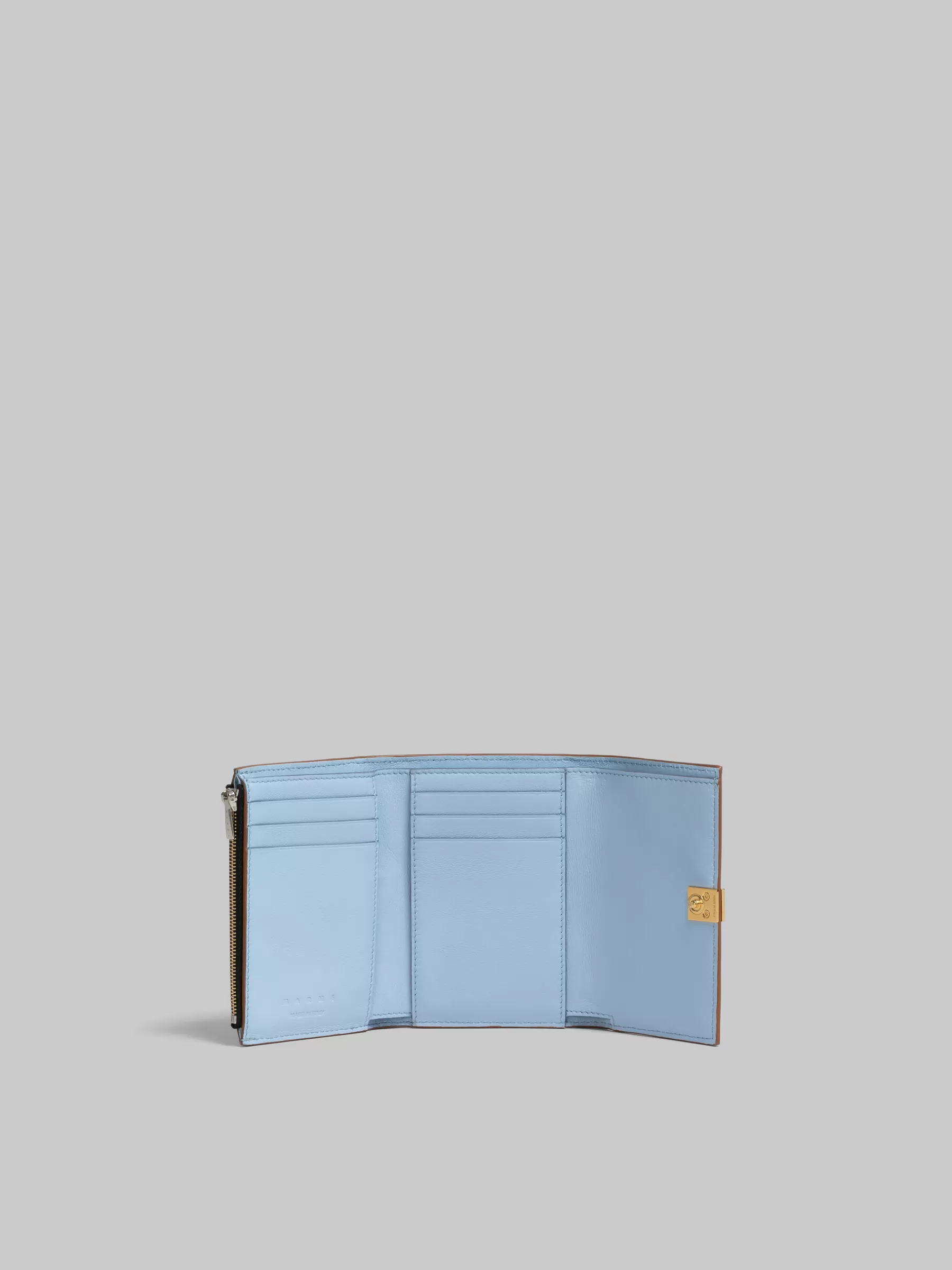 Marni Brown Leather Trifold Prisma Wallet CINNAMON Cheap