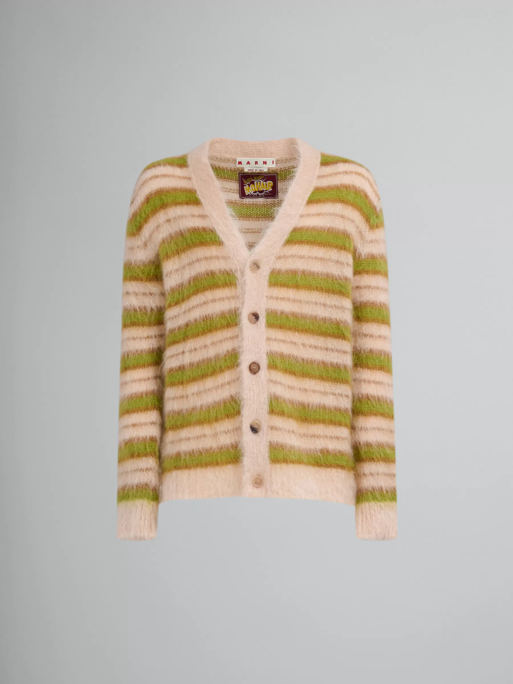 Marni Camel Striped Mohair Cardigan LIGHTCAMEL Outlet