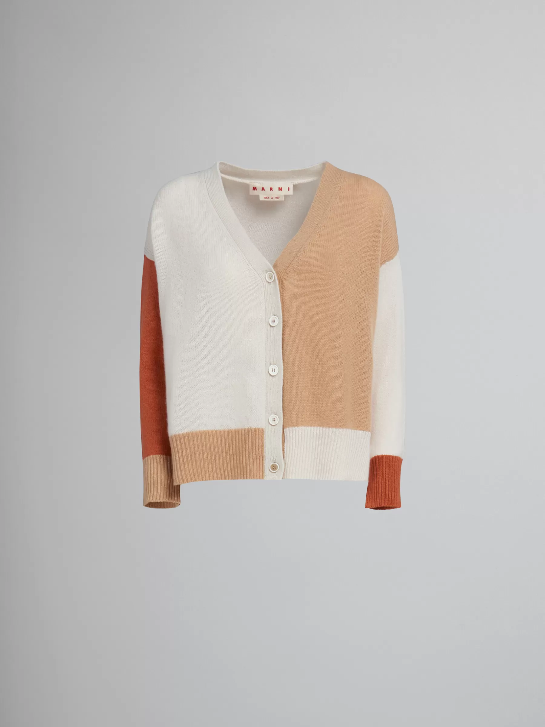 Marni Cream Colour-block Cashmere Cardigan ALABASTER Online