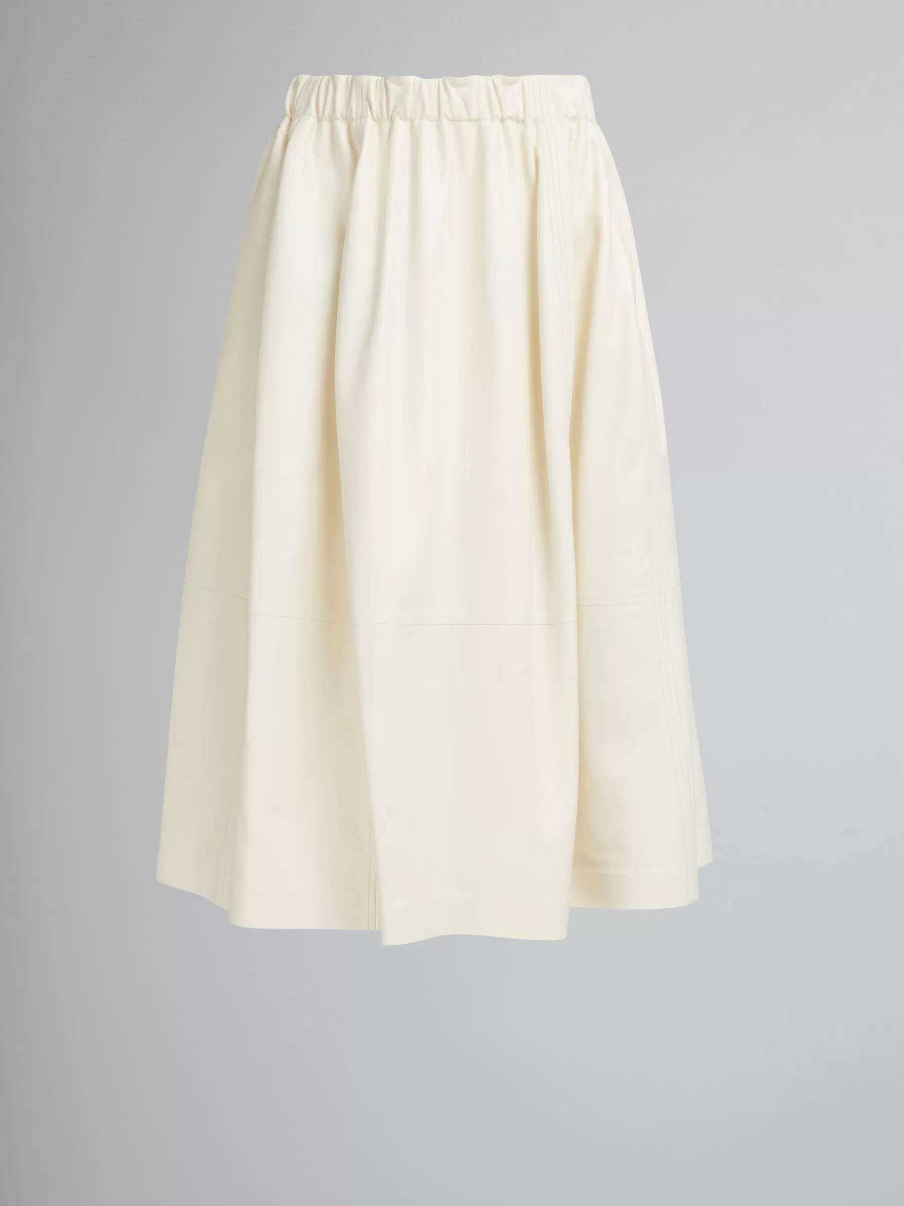 Marni Cream Nappa Leather Elasticated Midi Skirt WHITE Outlet