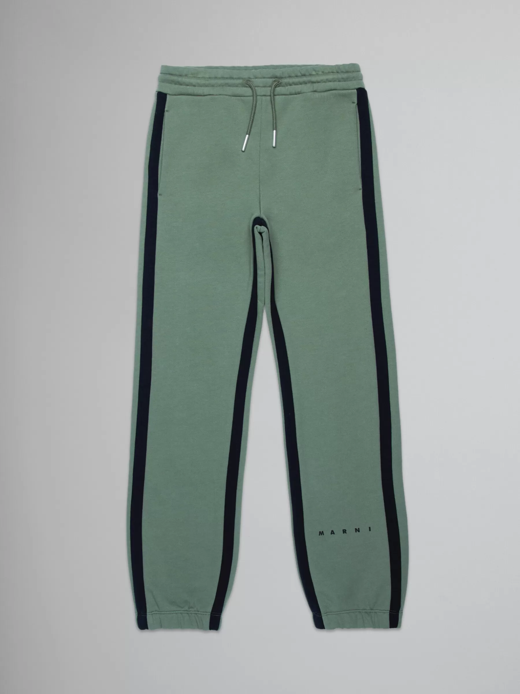Marni Green Fleece Jogger Trousers With Stripes DEEP LICHEN GREEN Online