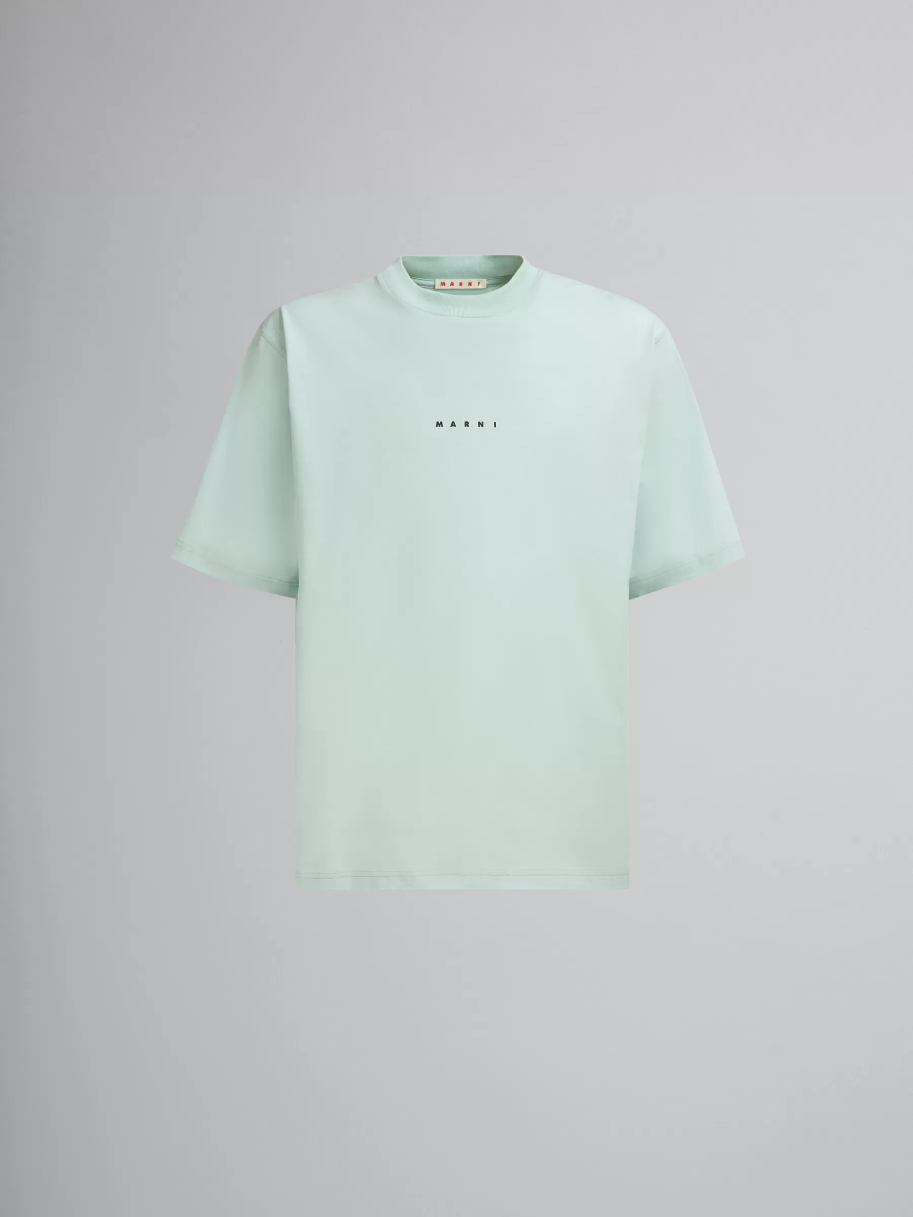 Marni Green Organic Cotton T-shirt With Mini Logo LINDEN Hot
