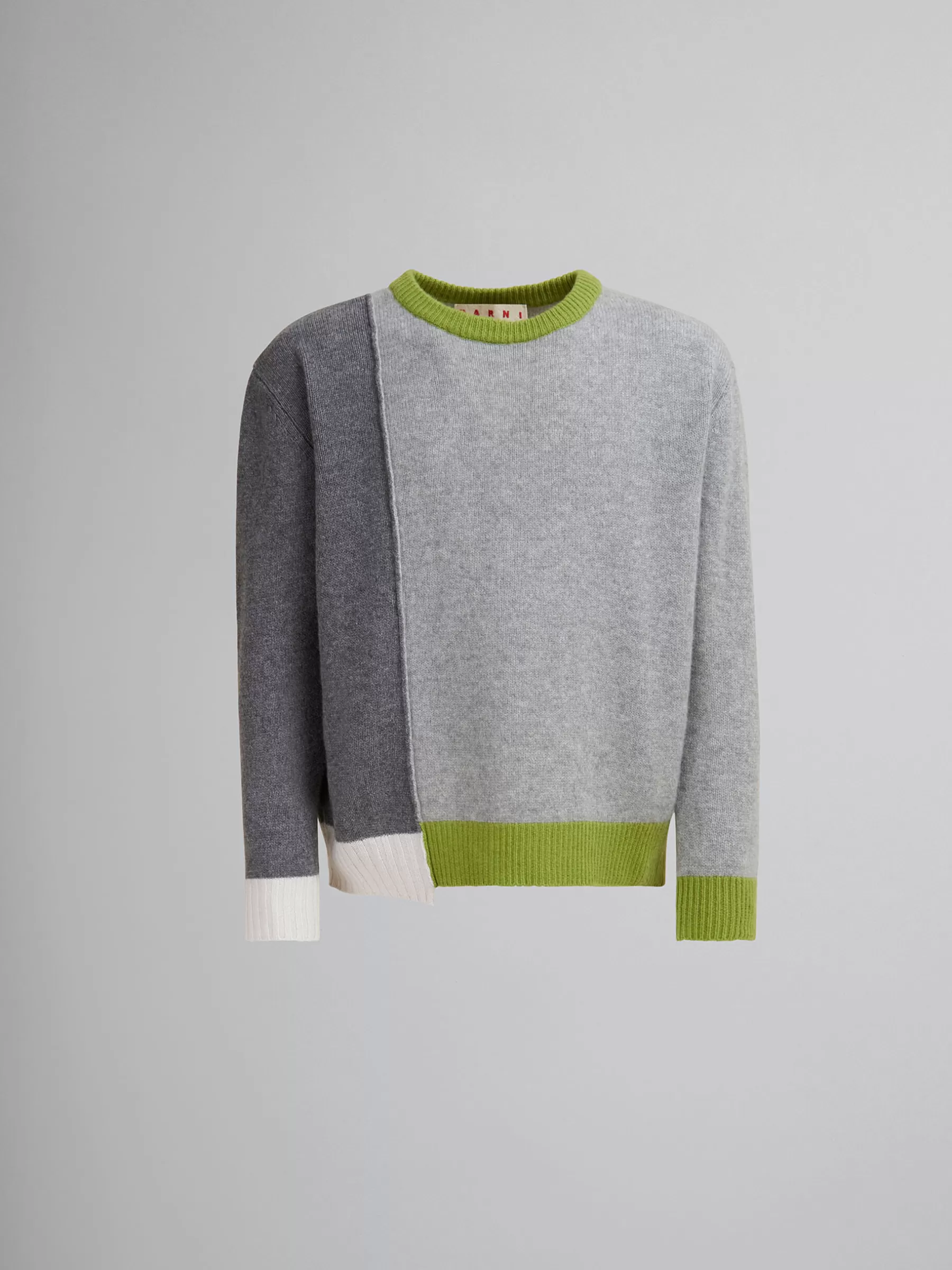 Marni Grey Cashmere Colour-block Jumper MERCURY Clearance