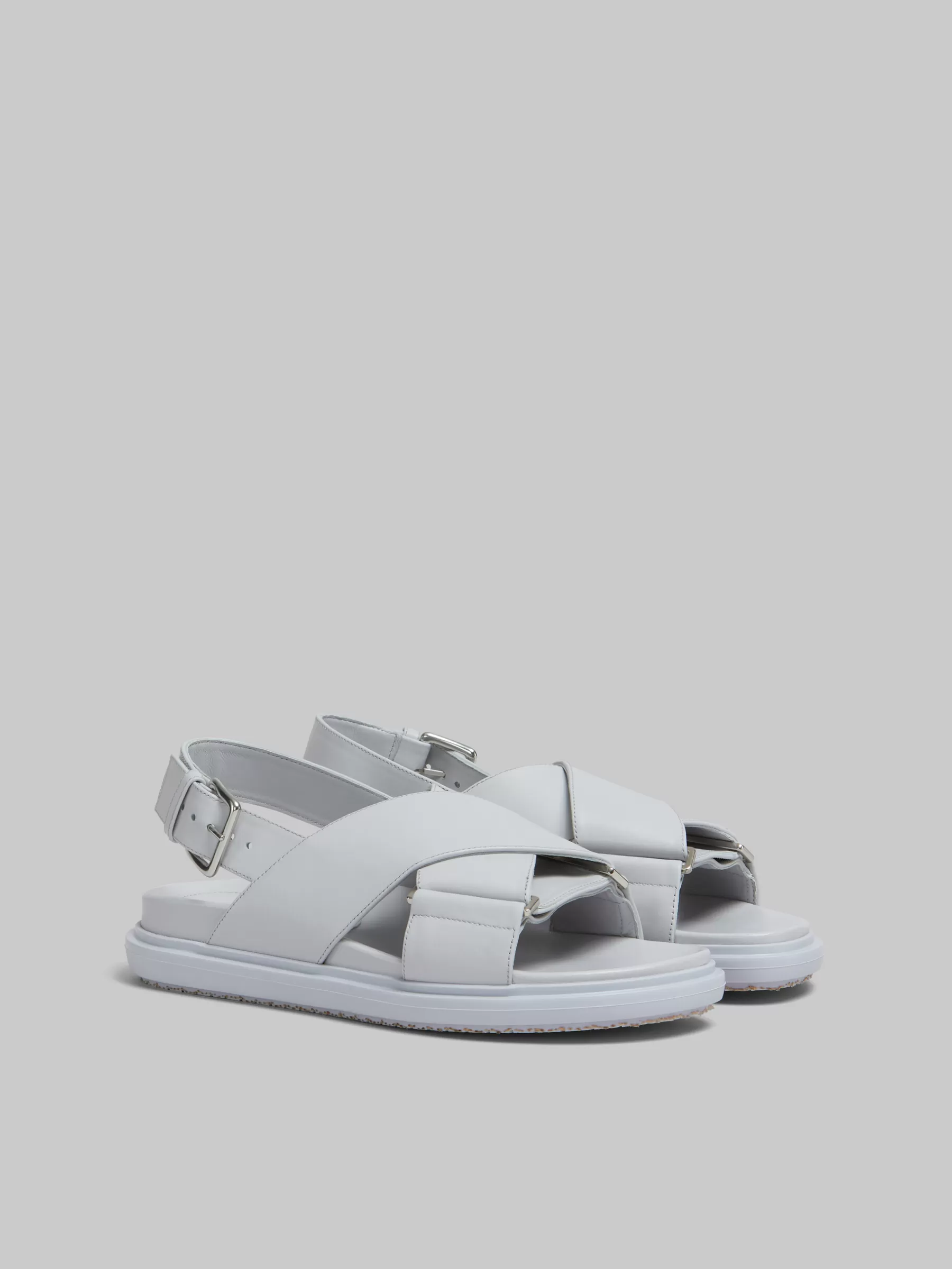 Marni Grey Leather Fussbett SODIUM Discount