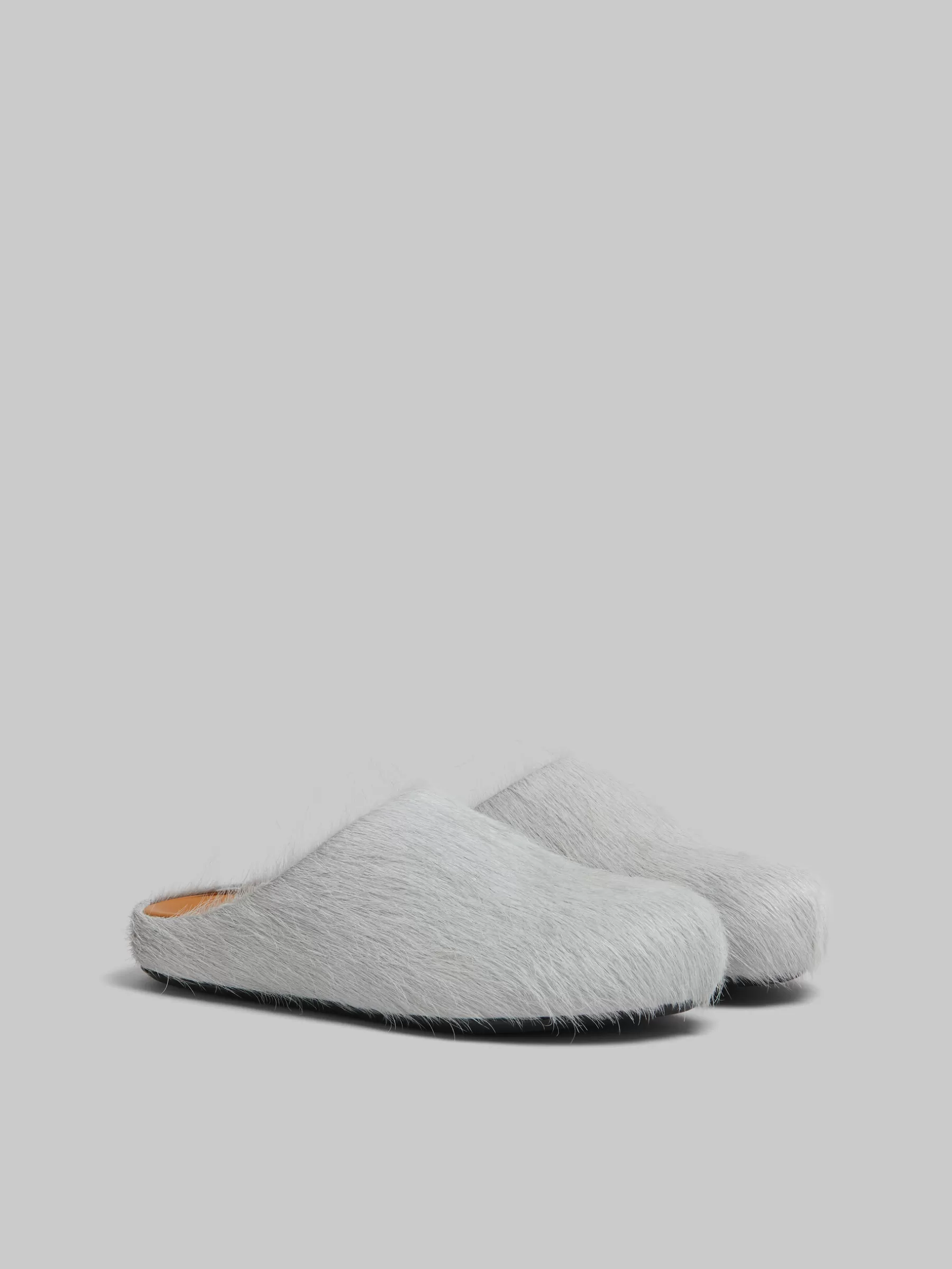 Marni Grey Long Hair Calfskin Fussbett Sabot SODIUM New