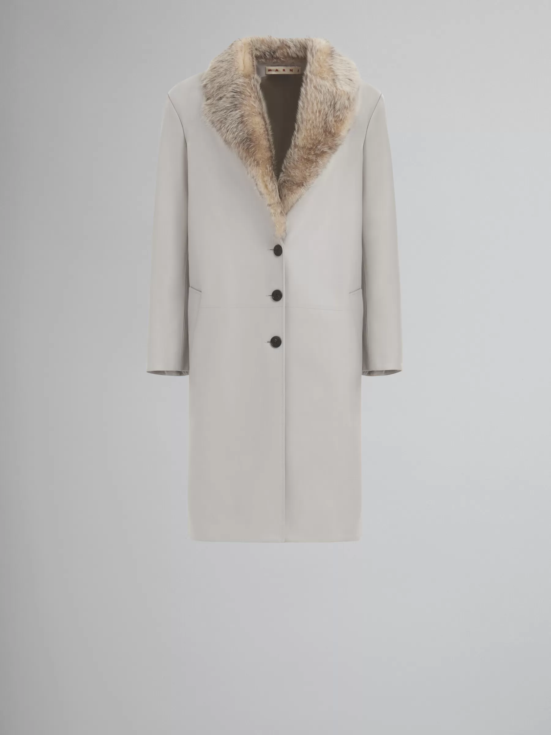 Marni Grey Nappa Coat With Shearling Collar SODIUM Store