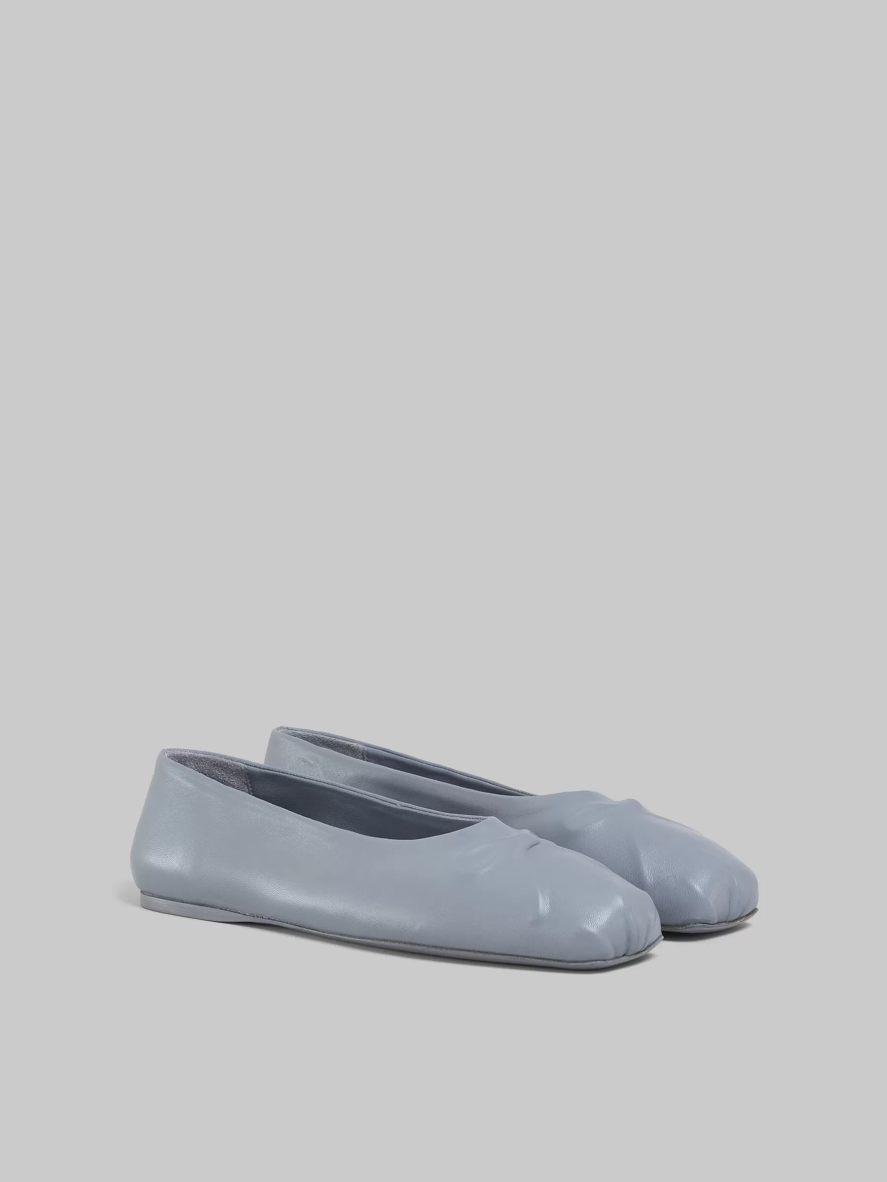 Marni Grey Nappa Leather Seamless Little Bow Ballet Flat MERCURY Fashion
