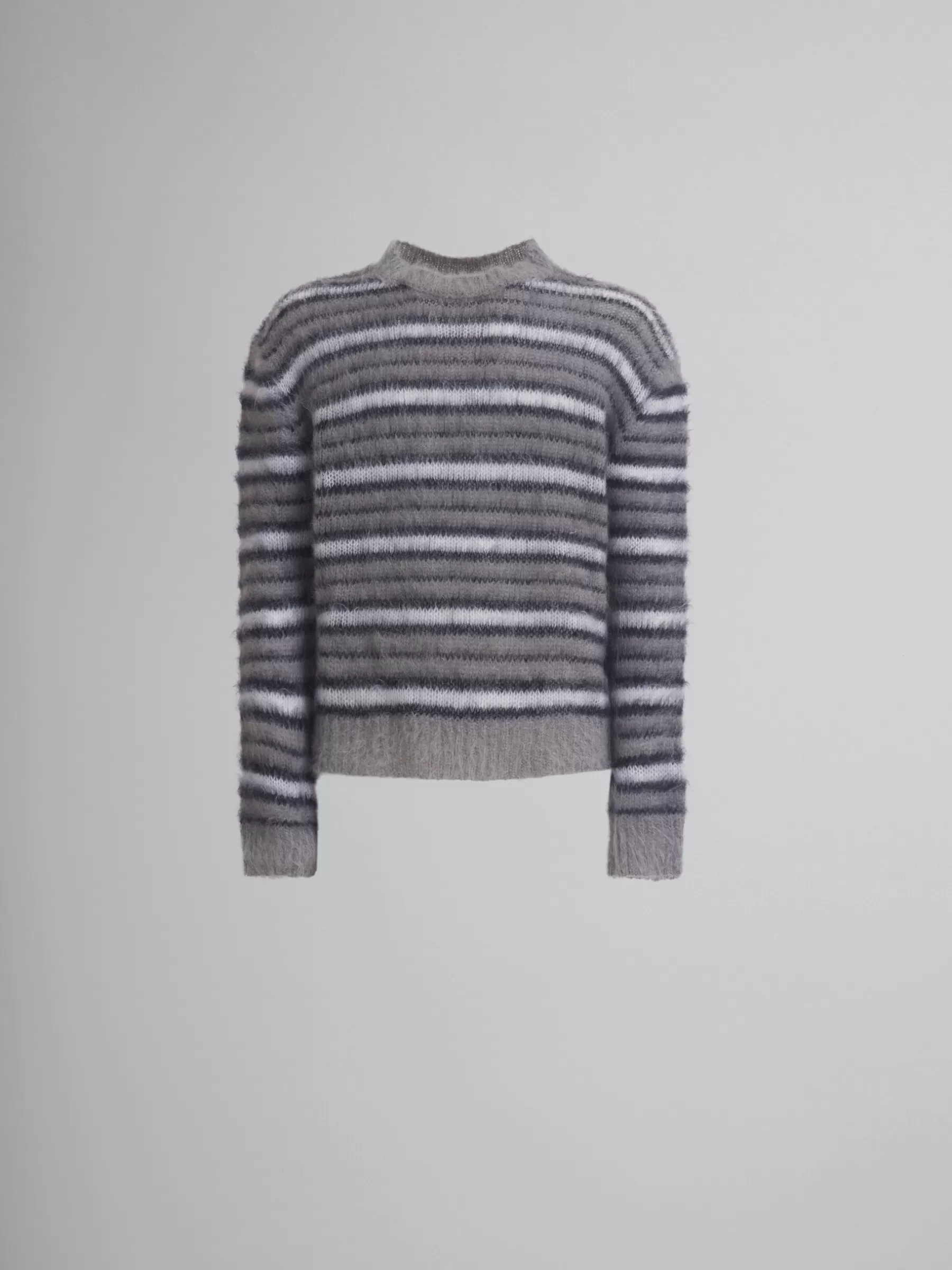 Marni Grey Striped Mohair Jumper ANTIQUE SILVER Flash Sale