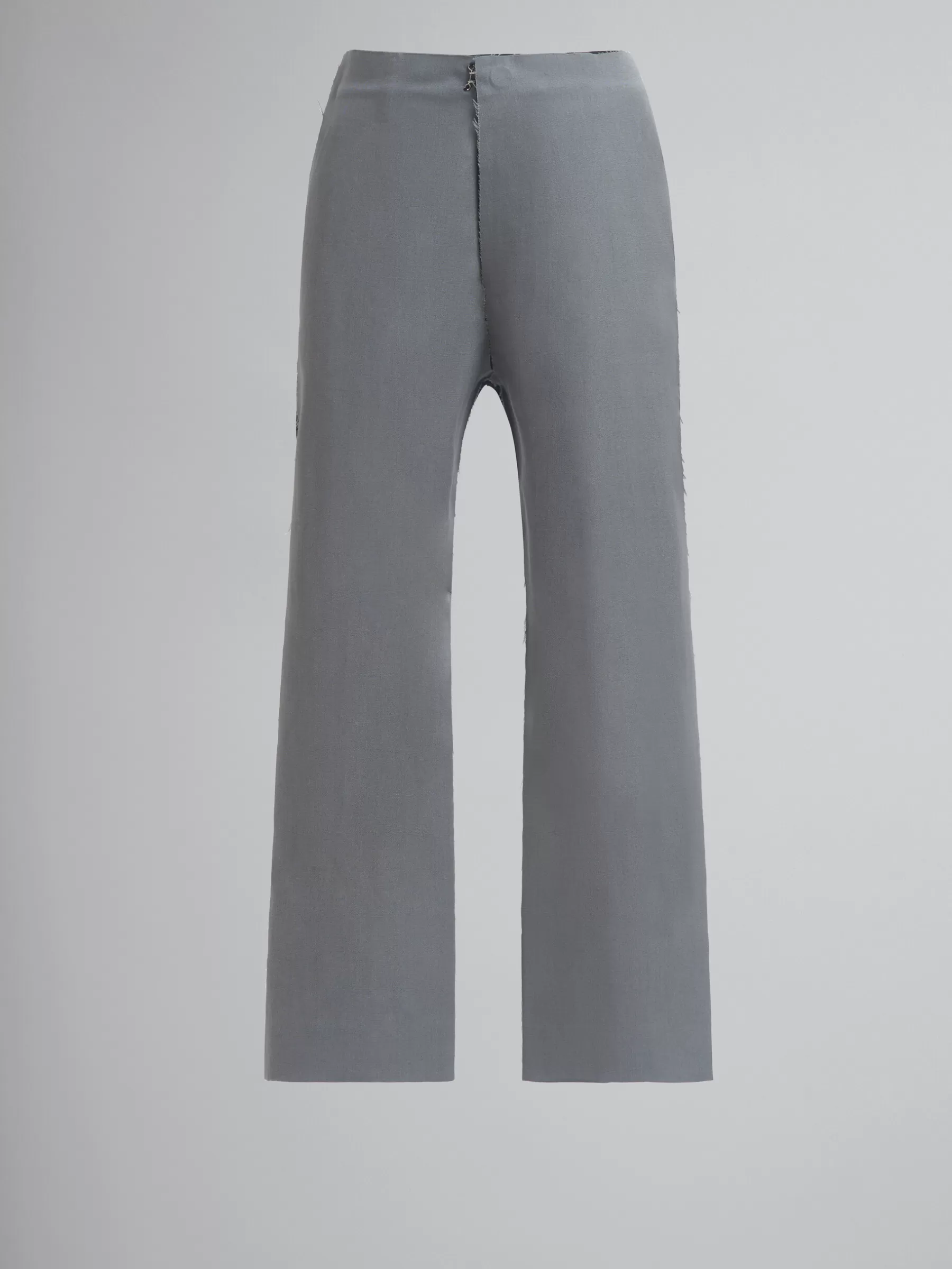 Marni Grey Wool Trousers With Contrasting Back TALC/THYME/WILD CHERRY New