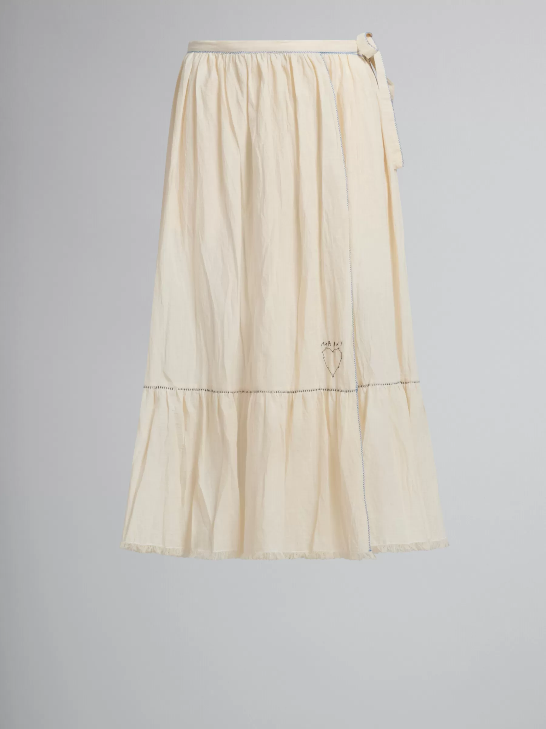 Marni Light Beige Organic Cheesecloth Skirt With Flounce SILKWHITE Cheap