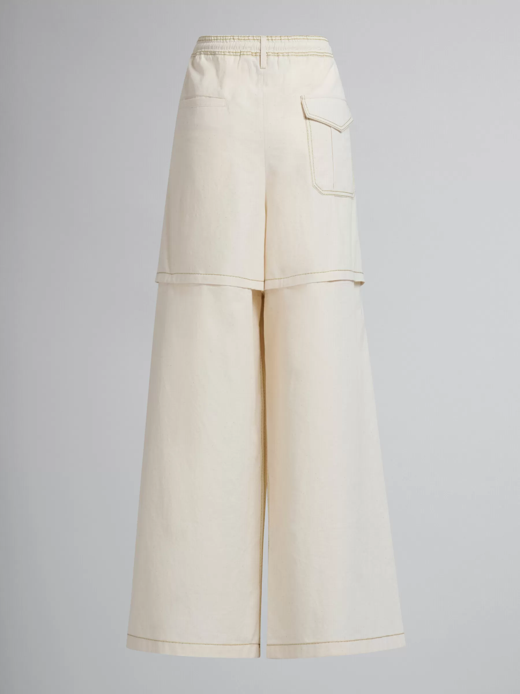 Marni Light Beige Organic Toile Hybrid Cargo Pants With Mending STONEWHITE New