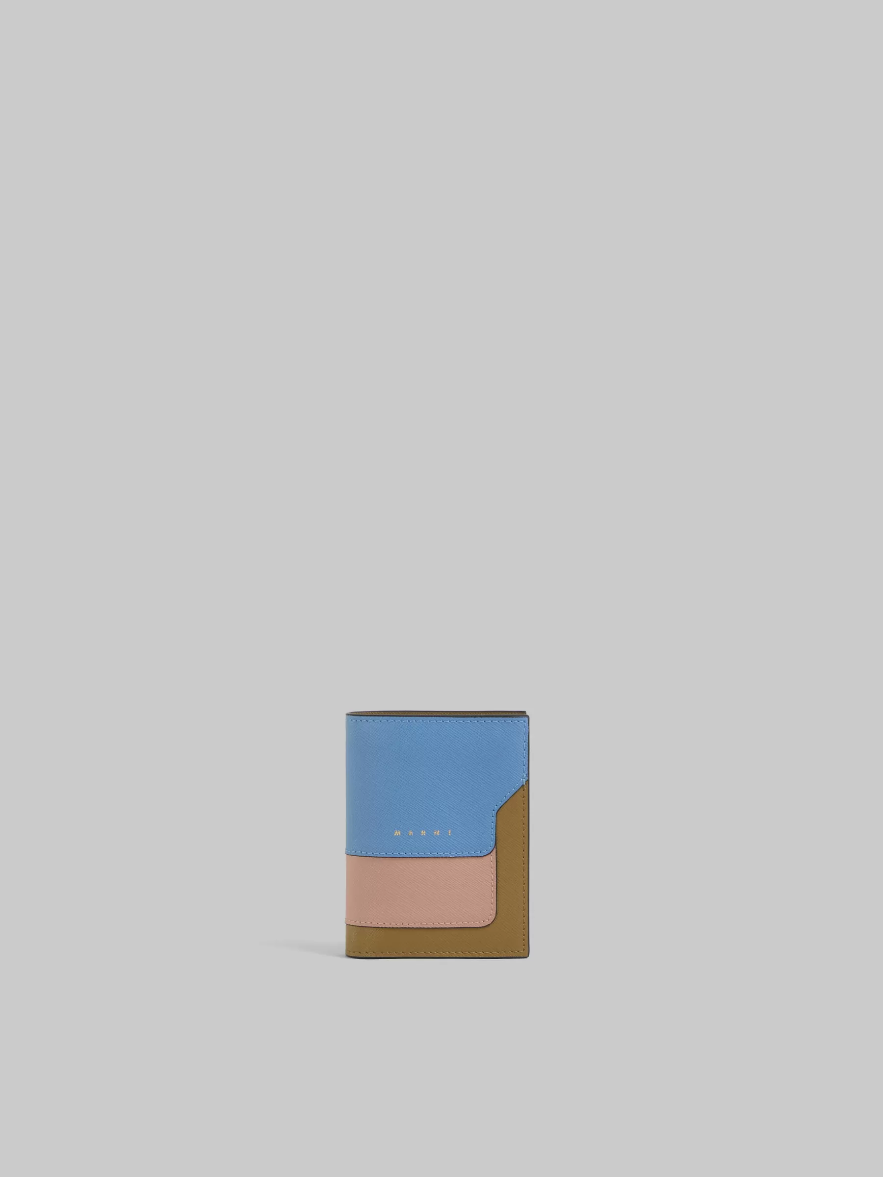 Marni Light Blue Dusty Pink And Green Saffiano Leather Bi-fold Wallet OPAL/QUARZ/THYME Flash Sale