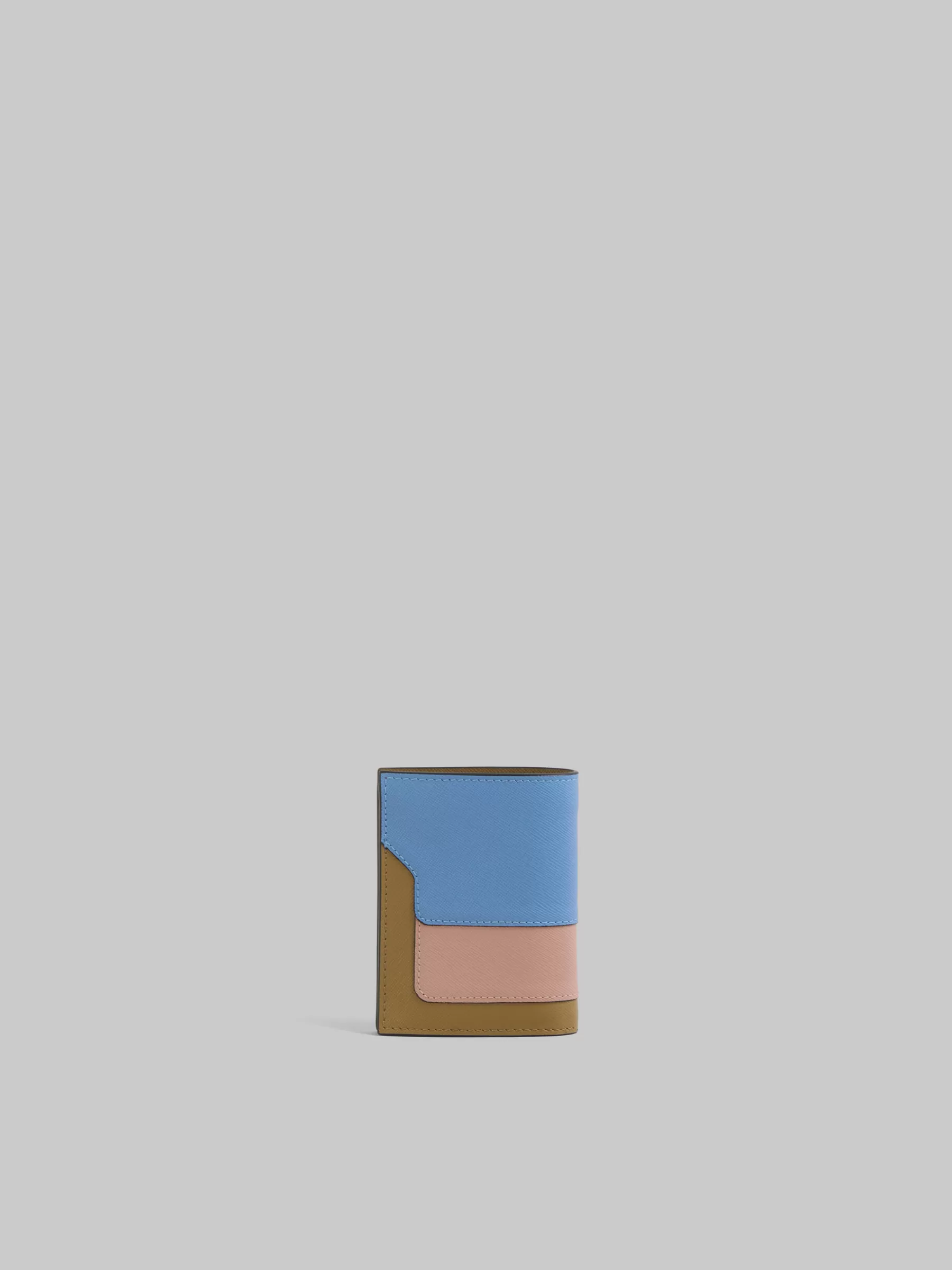 Marni Light Blue Dusty Pink And Green Saffiano Leather Bi-fold Wallet OPAL/QUARZ/THYME Flash Sale