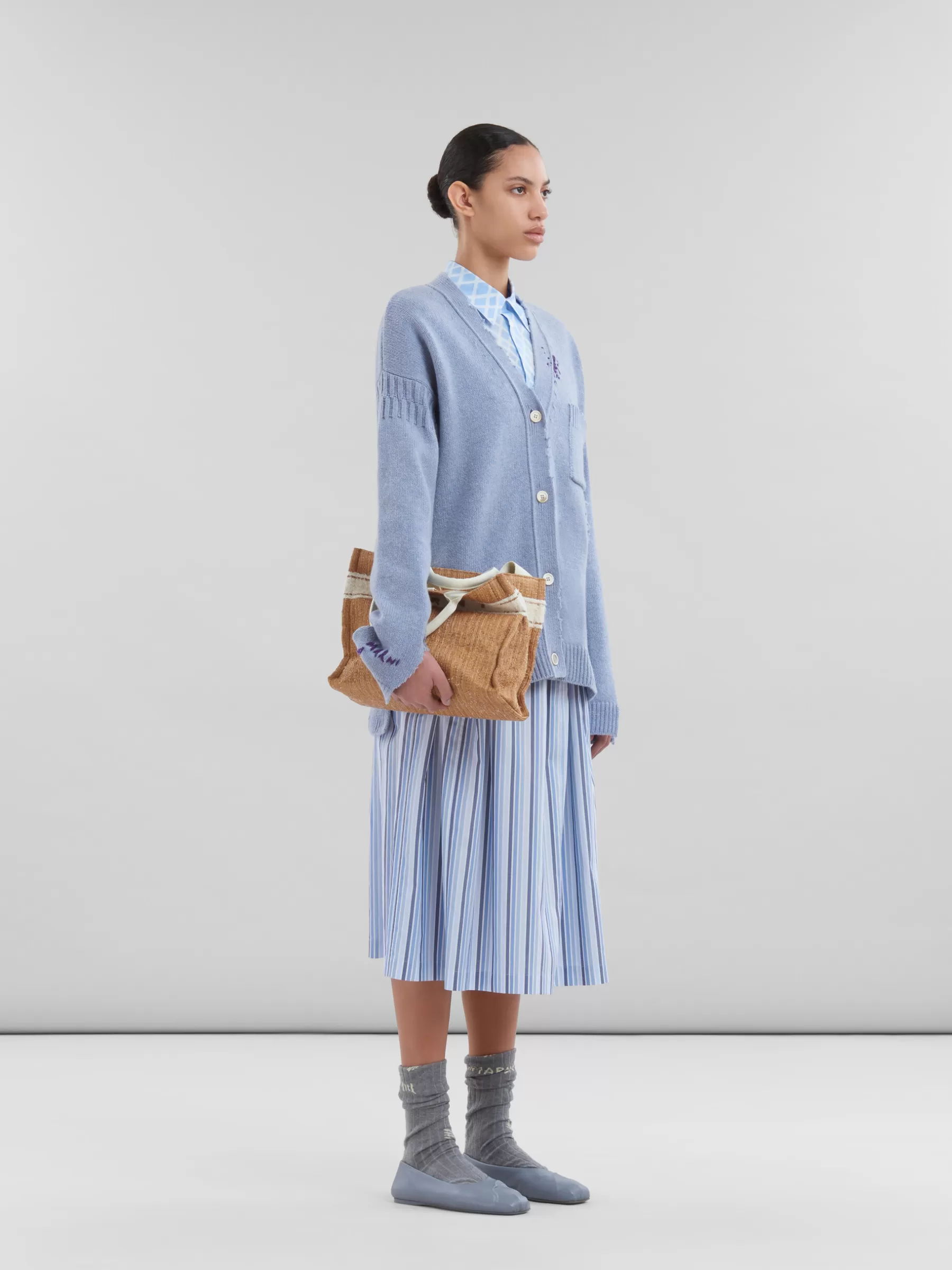 Marni Light Blue Organic Poplin Cropped Shirt With Landscapes Print LIGHTBLUE Hot