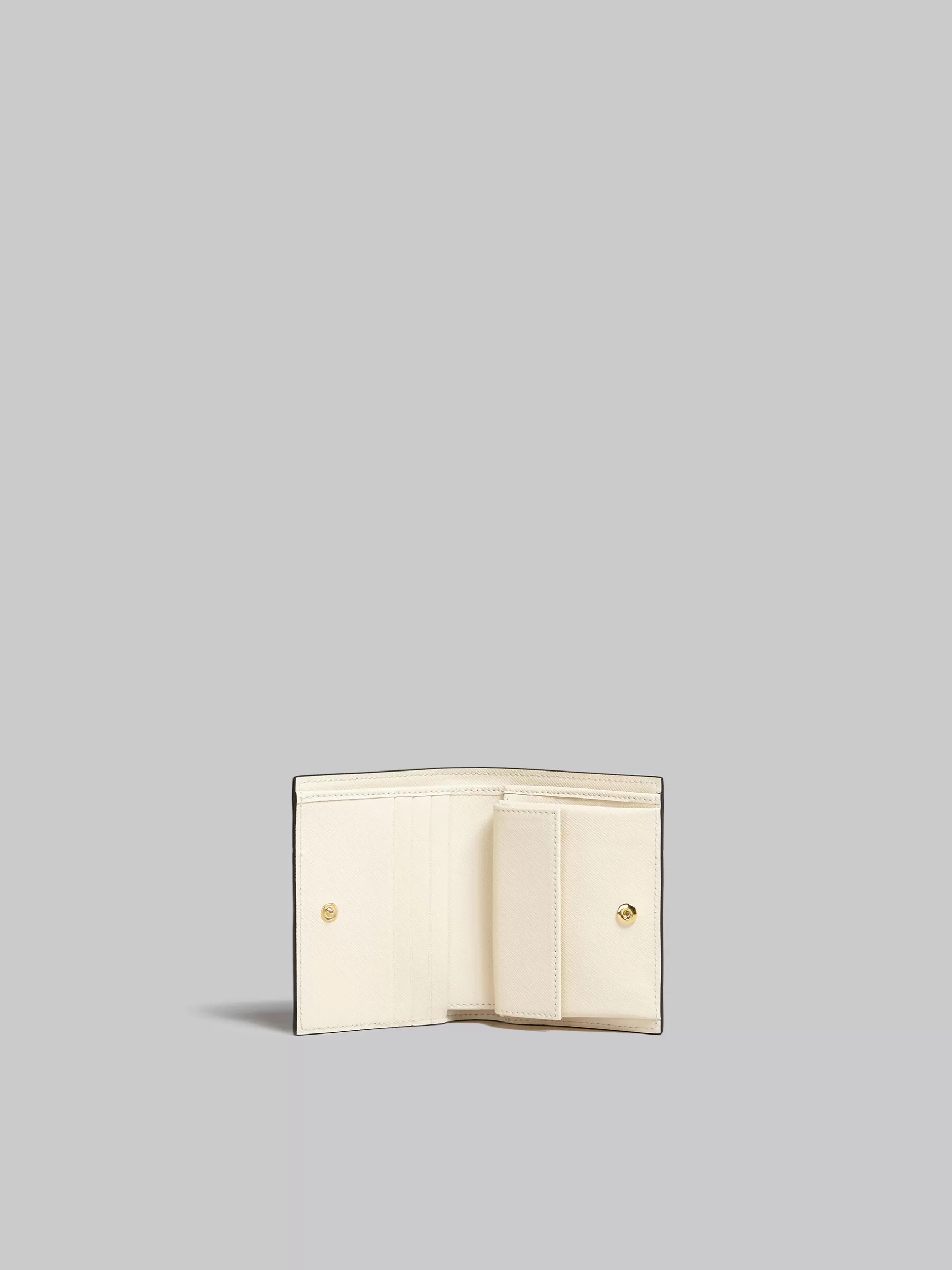 Marni Light Green, Beige And White Saffiano Leather Bi-fold Wallet AQUAMARINE/NATURAL Flash Sale