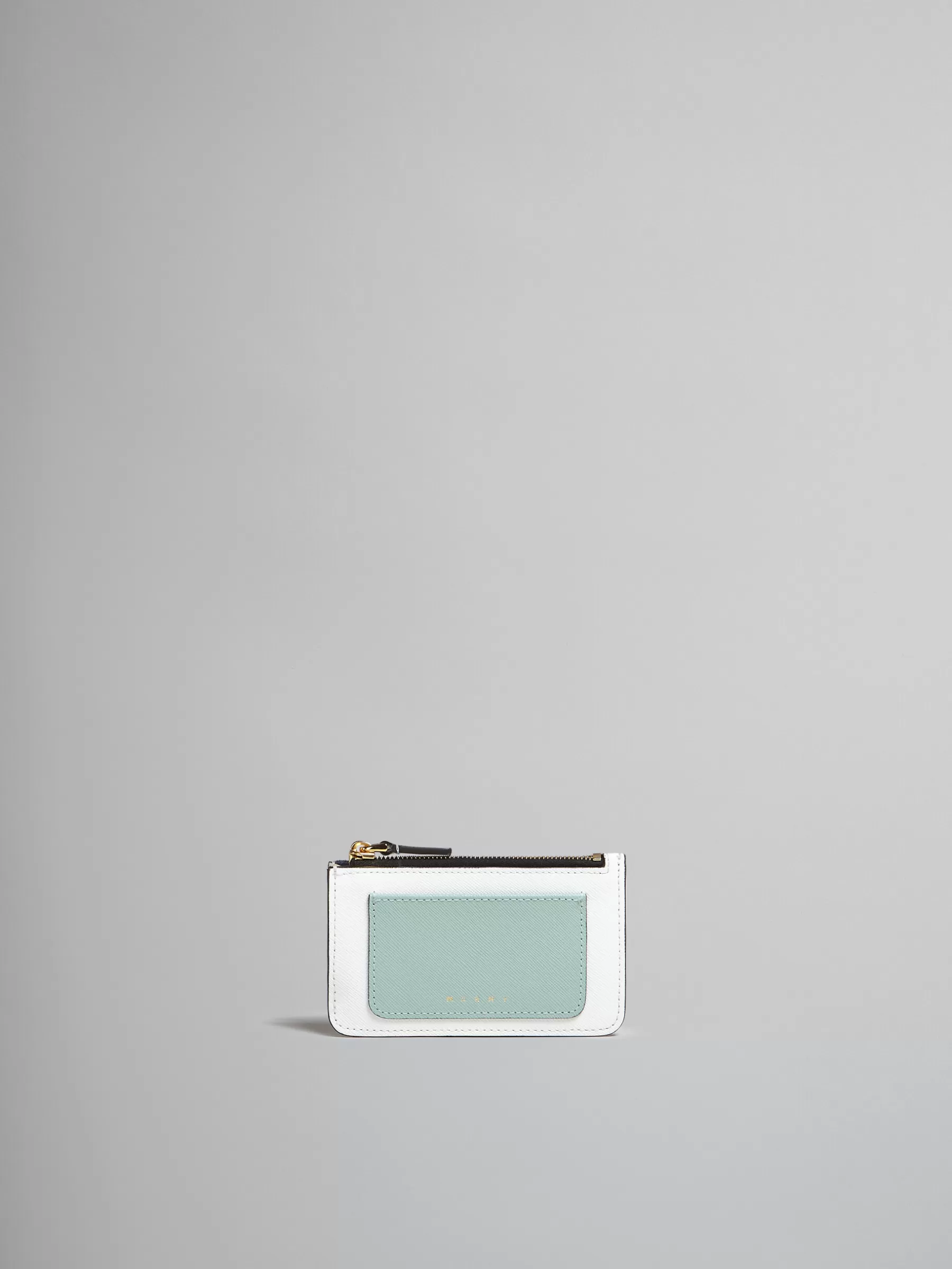 Marni Light Green White And Brown Saffiano Leather Card Case TEAGREEN/LIMESTONE/LIGHTCAMEL Sale