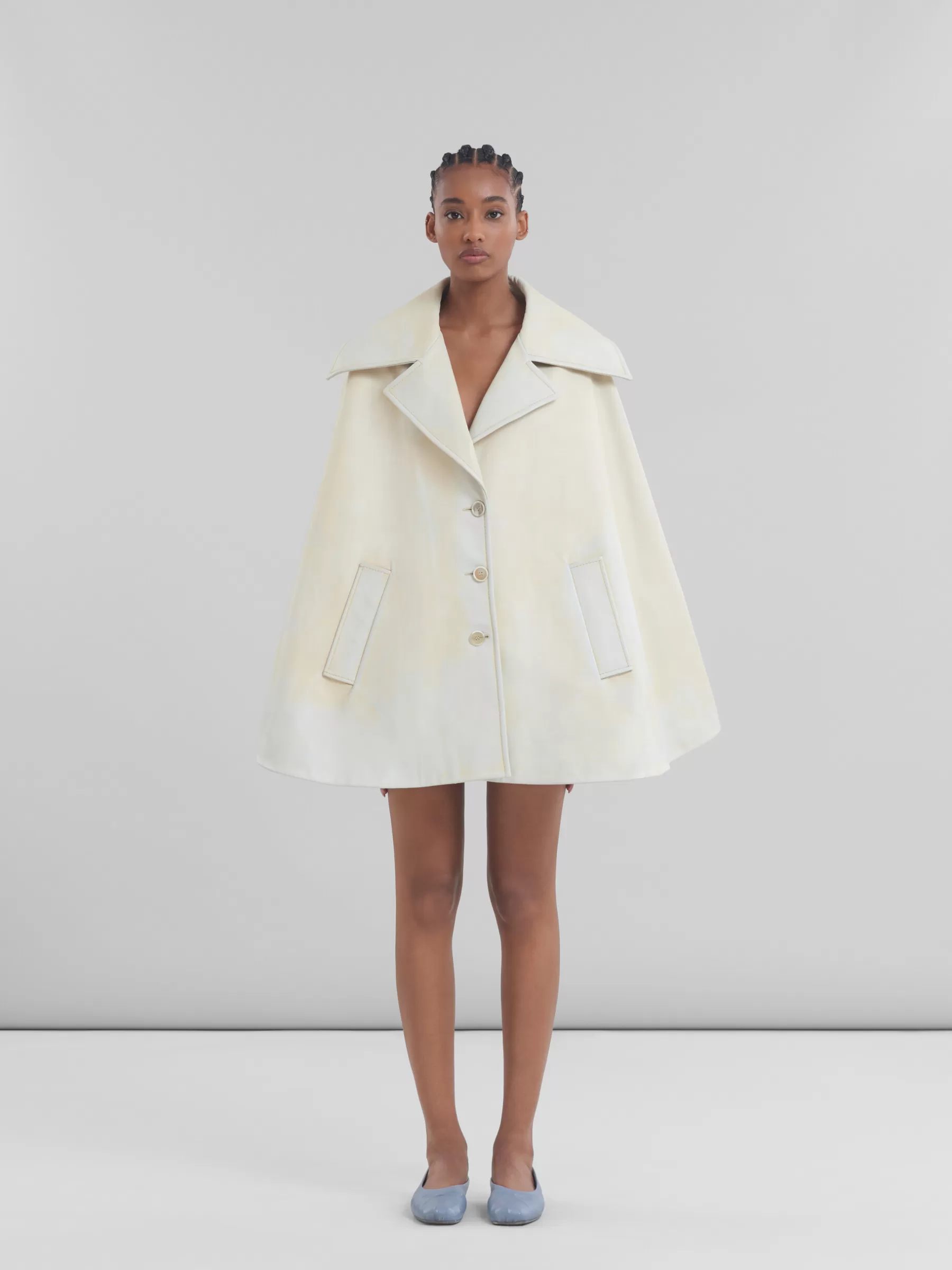Marni Light Yellow Leather Cape LIGHTTOPAZ New