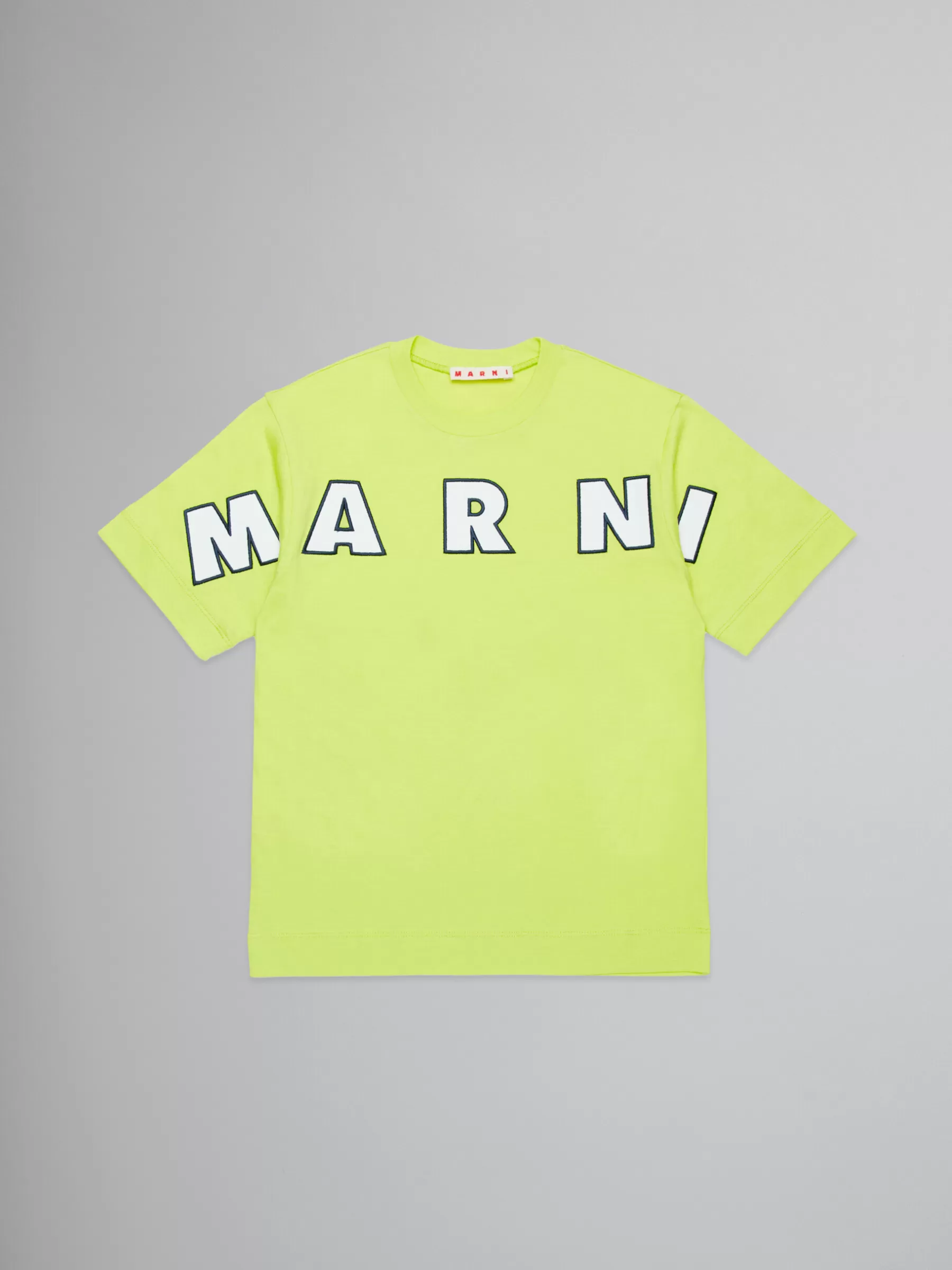 Marni Lime Green T-shirt With Embroidered Logo SULPHUR SPRING Clearance