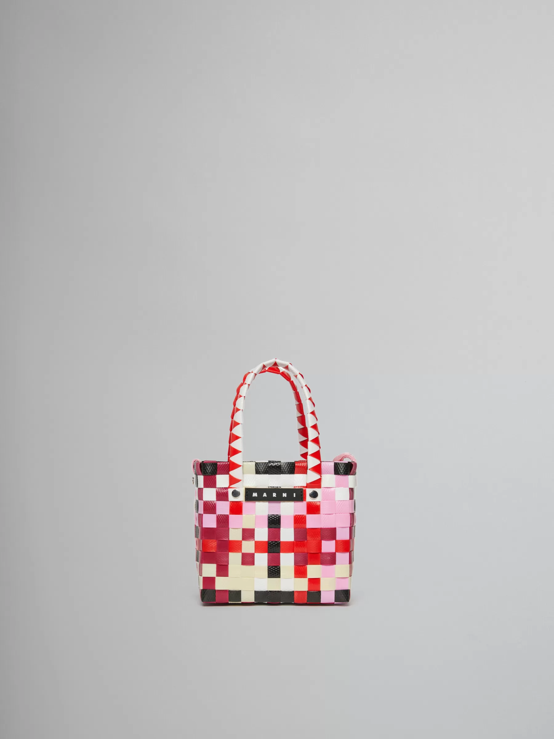 Marni Multicolor Woven Micro Basket Bag WHITE/BRIGHT RED/LILAC SACKET New