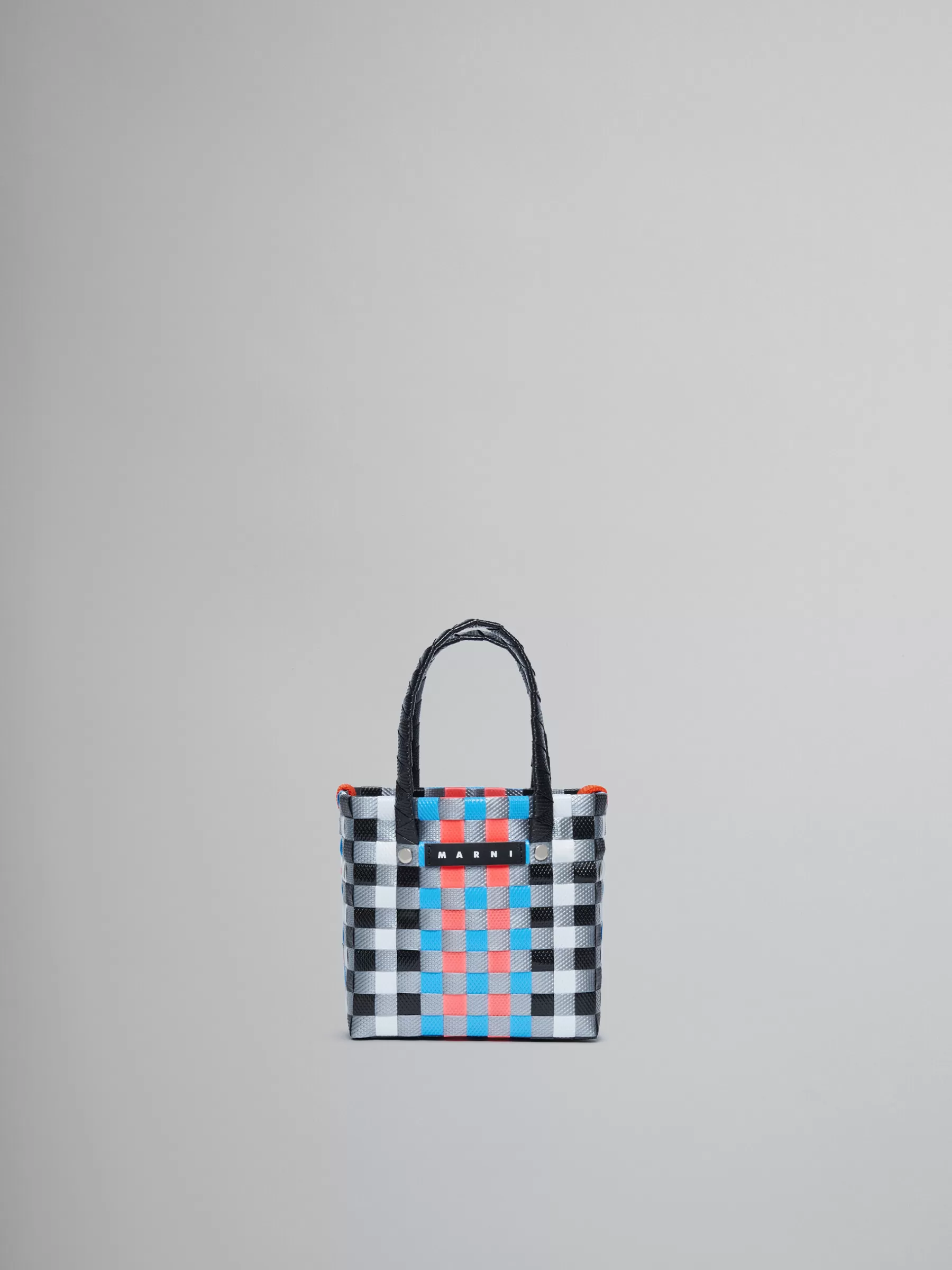 Marni Multicolor Woven Micro Basket Bag BLACK/WHITE/GREY Sale
