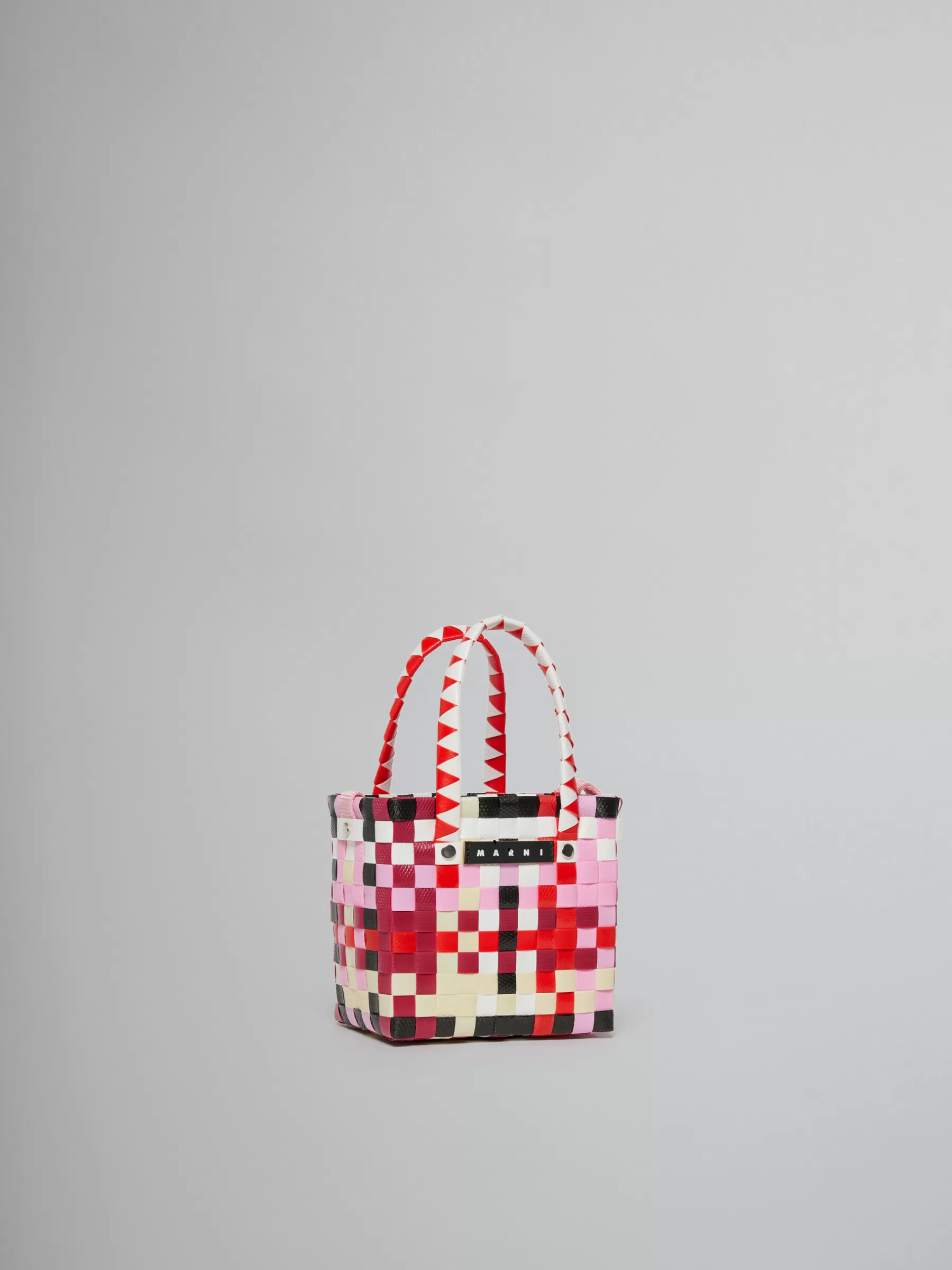 Marni Multicolor Woven Micro Basket Bag WHITE/BRIGHT RED/LILAC SACKET New