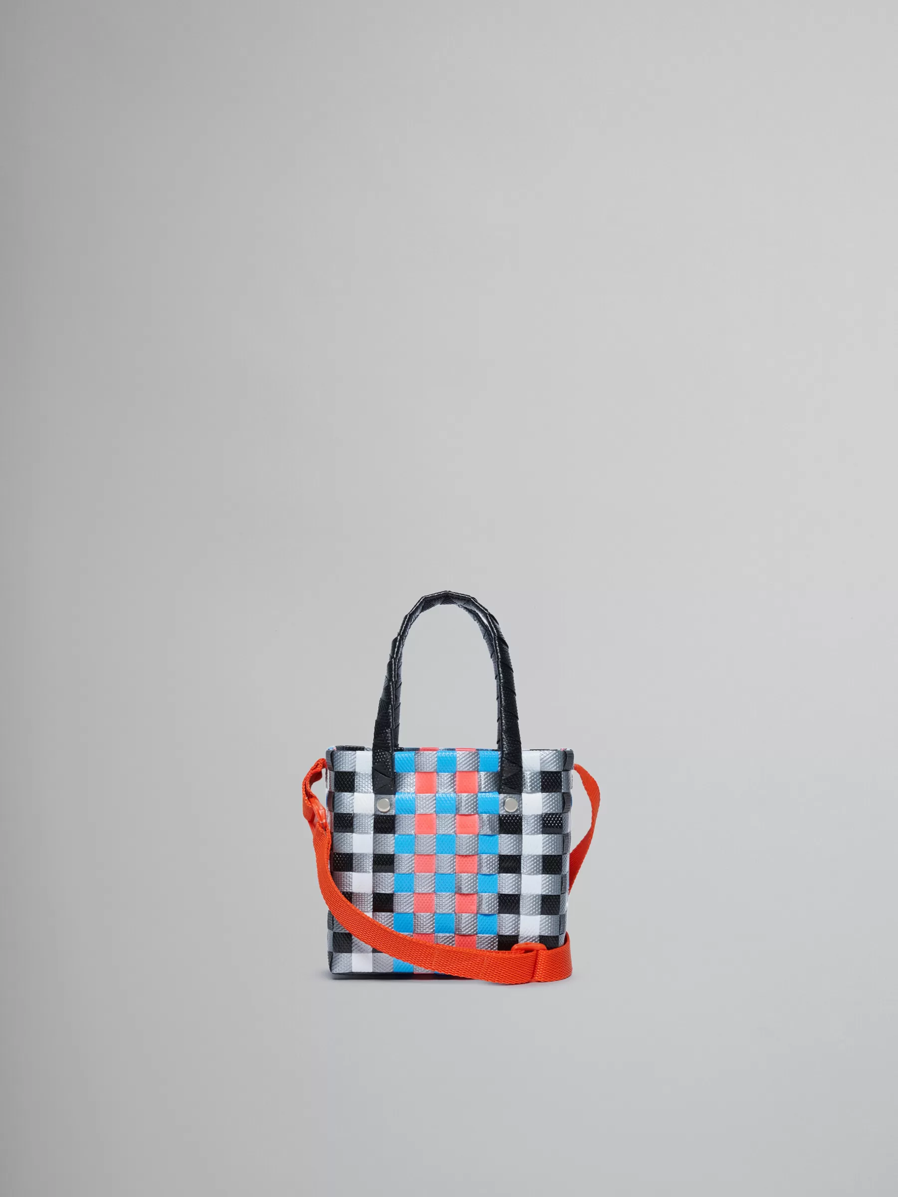 Marni Multicolor Woven Micro Basket Bag BLACK/WHITE/GREY Sale