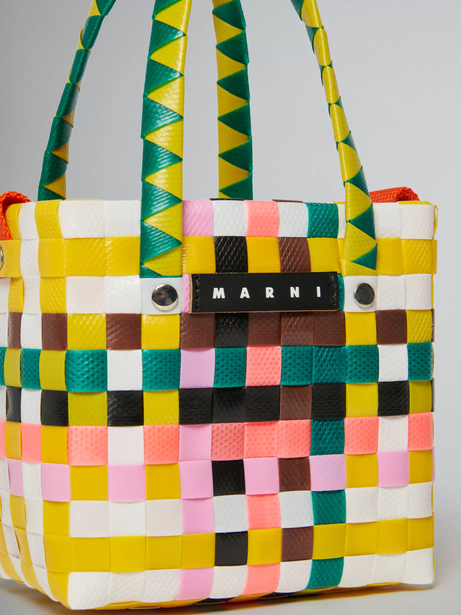 Marni Multicolor Woven Micro Basket Bag YELLOW/GREEN/PINK/WHITE Cheap