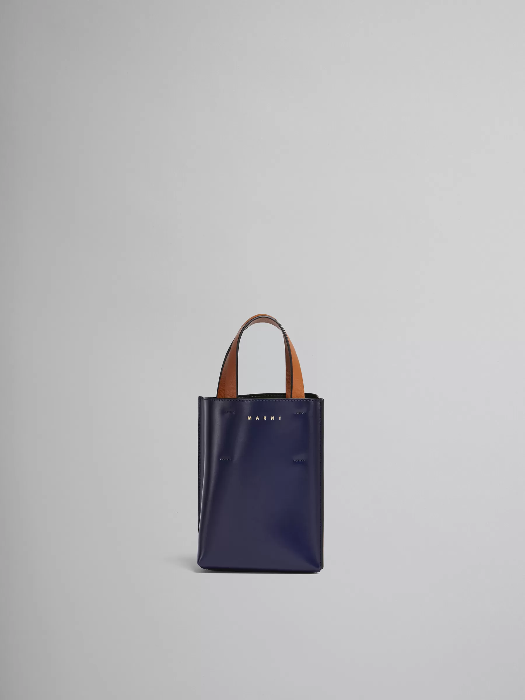 Marni MUSEO Nano Bag In Blue And White Leather BLUBLACK/SHELL/MOCA Discount