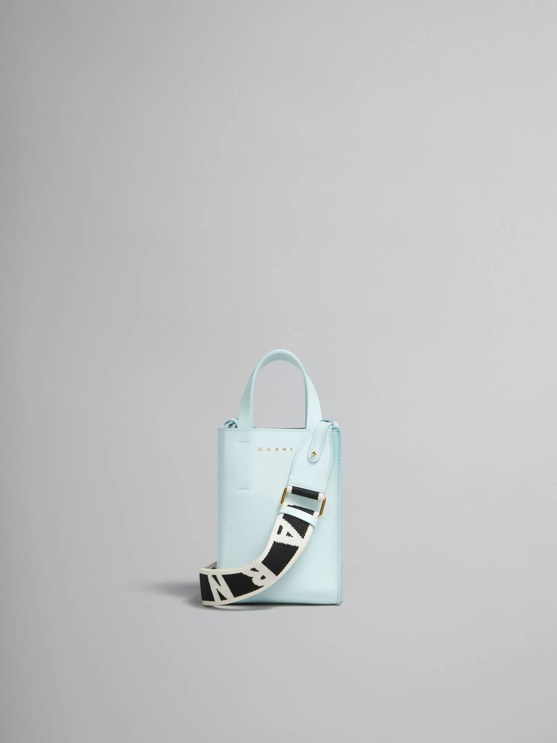 Marni MUSEO Nano Bag In Light Blue Leather MINERAL ICE Fashion