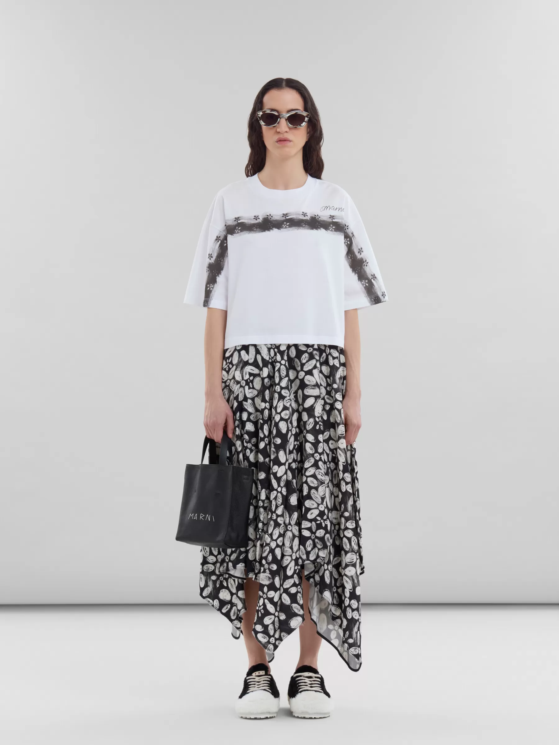 Marni Museo Soft Mini Bag In Leather With Mending BLACK New