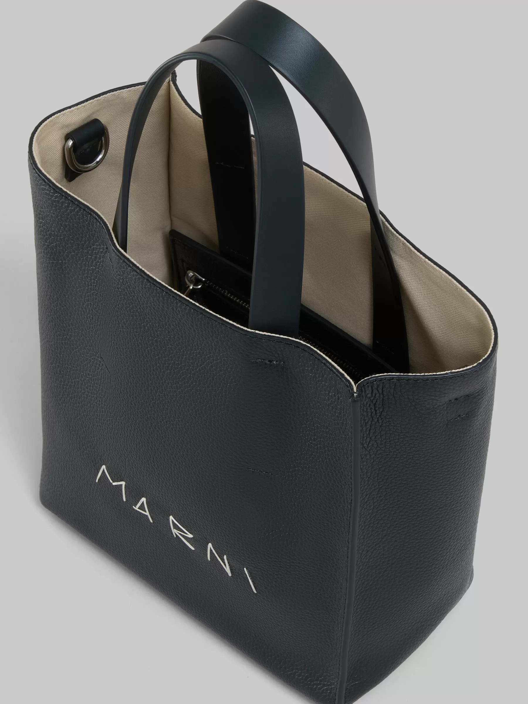 Marni Museo Soft Mini Bag In Leather With Mending BLACK New