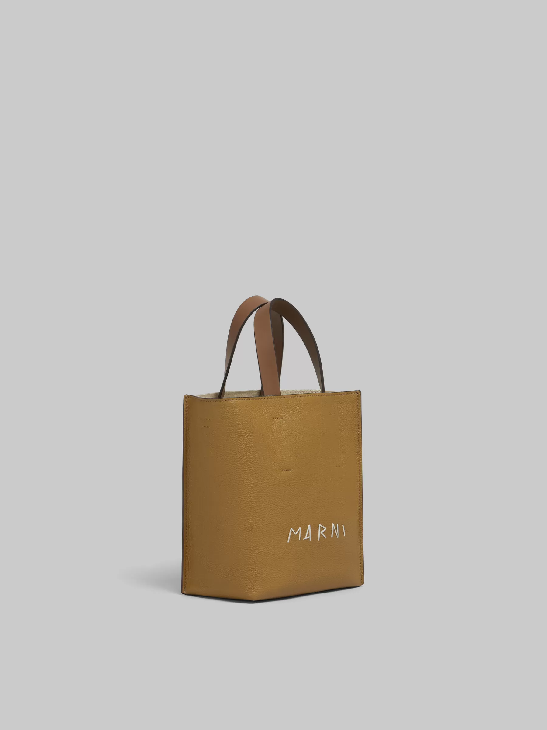 Marni Museo Soft Mini Bag In Brown Colour-block Leather With Mending ANTIQUE ROSE/PALE PEACH Best