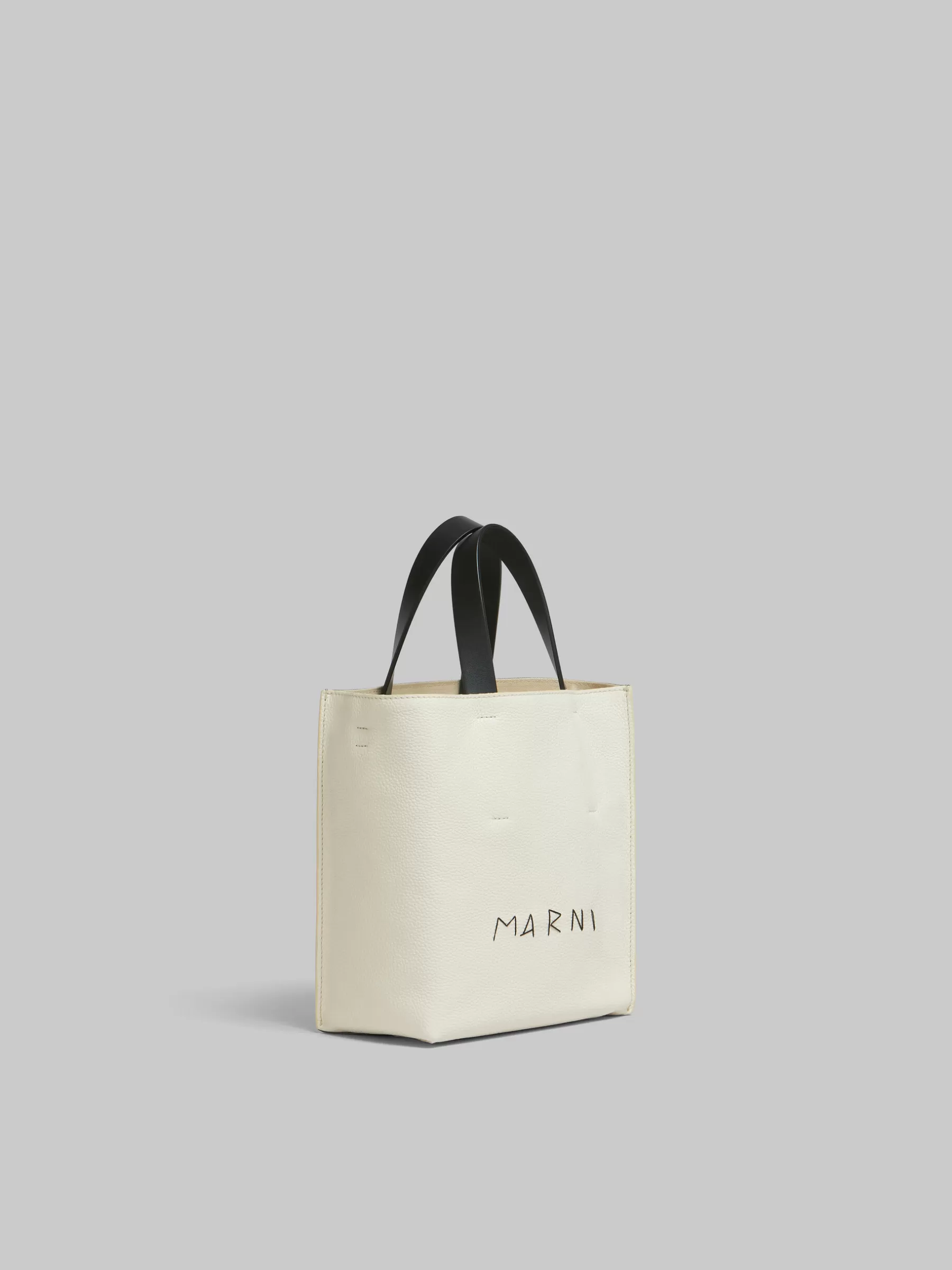 Marni Museo Soft Mini Bag In Ivory And Brown Leather With Mending IVORY/CRETA/BLACK Fashion