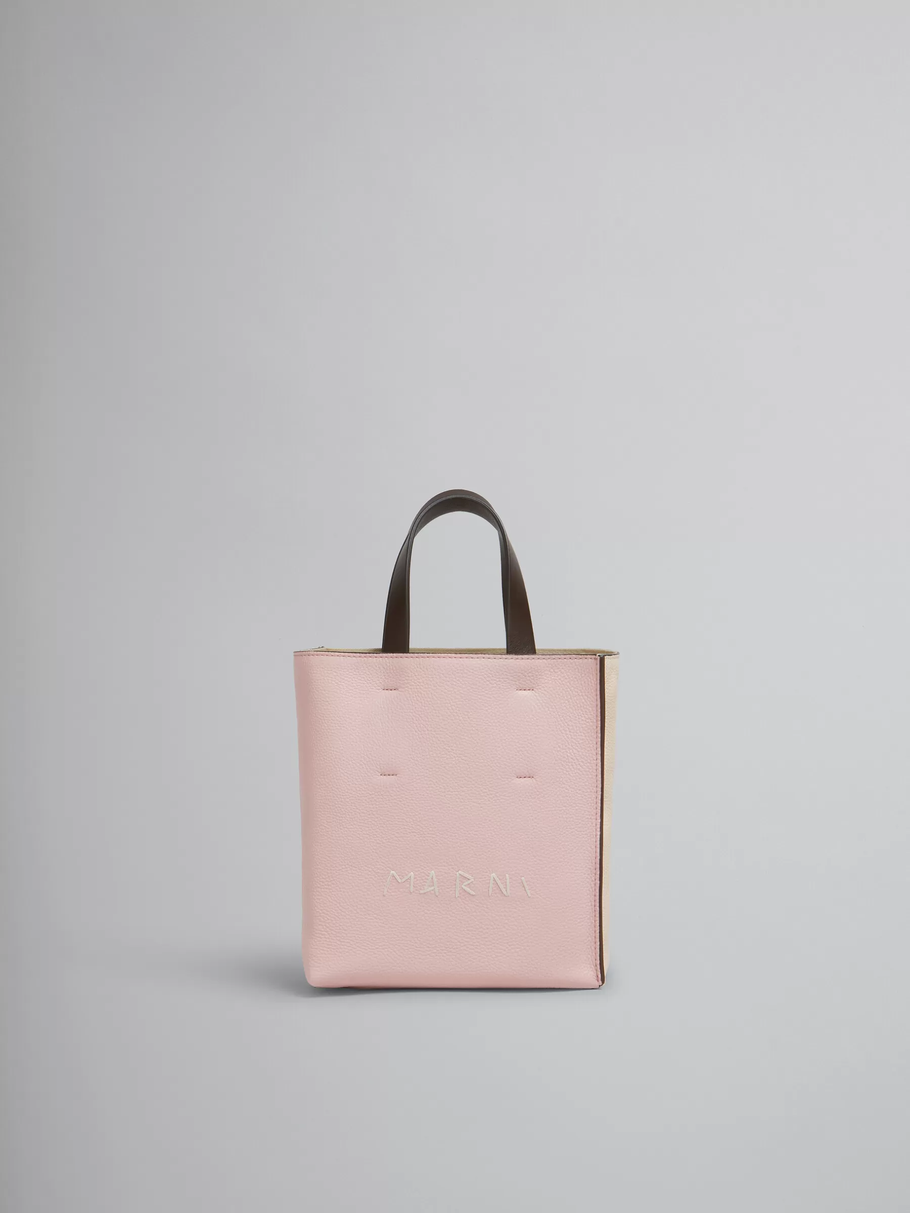 Marni Museo Soft Mini Bag In Pink Colour-block Leather With Mending LEADEN BLUE/FROST New