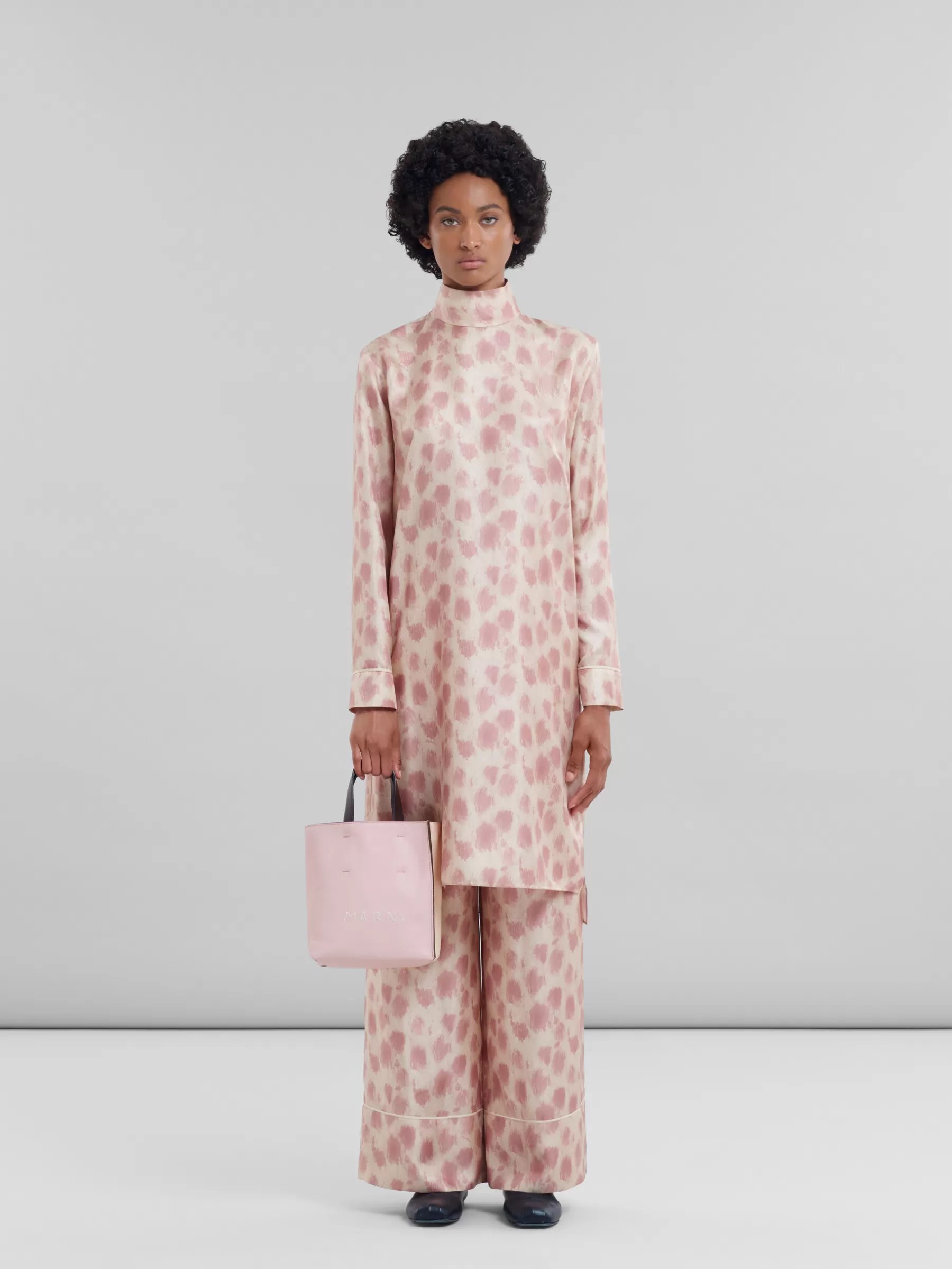 Marni Museo Soft Mini Bag In Pink Colour-block Leather With Mending LEADEN BLUE/FROST New