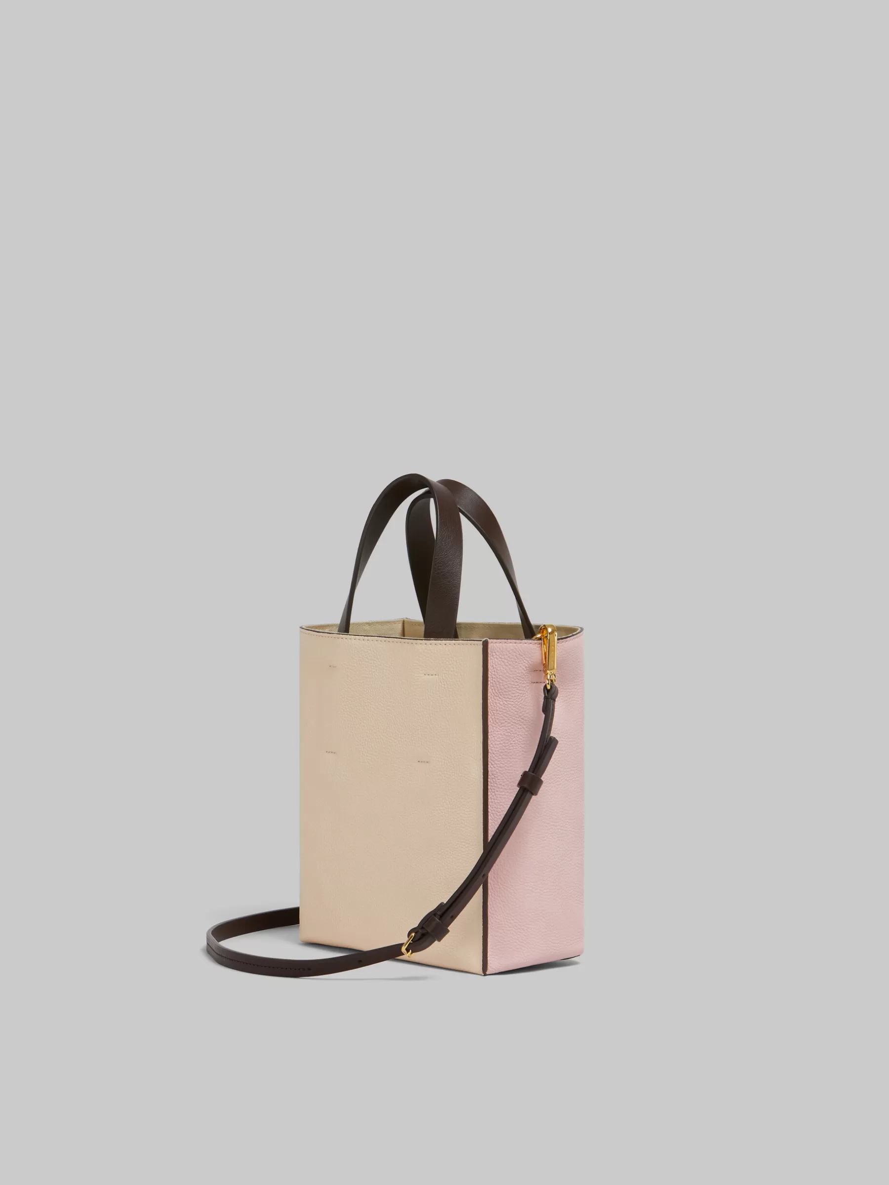 Marni Museo Soft Mini Bag In Pink Colour-block Leather With Mending LEADEN BLUE/FROST New