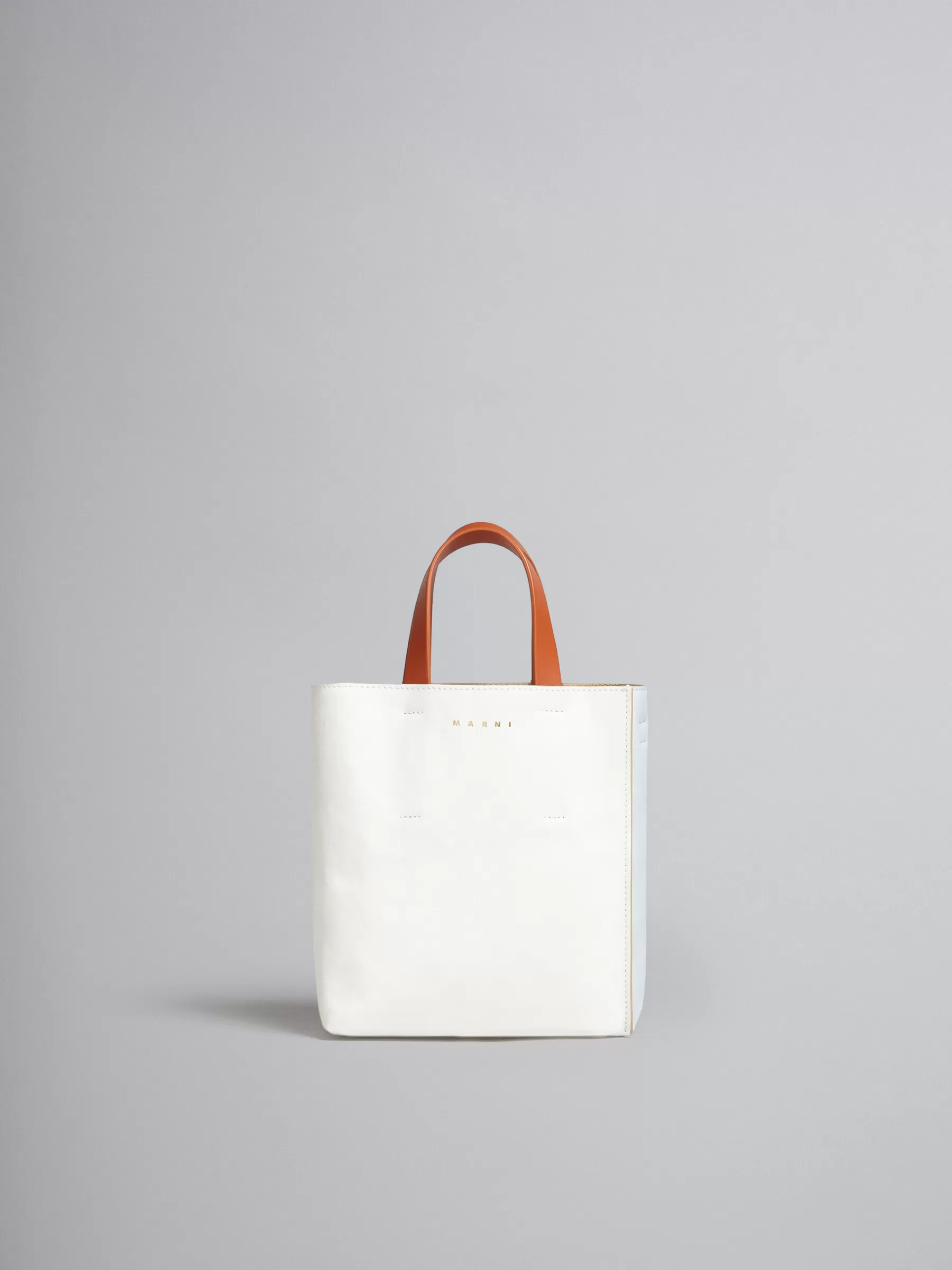 Marni Museo Soft Mini Bag In White Light Blue And Orange Leather LILYWHITE/CLOUD New