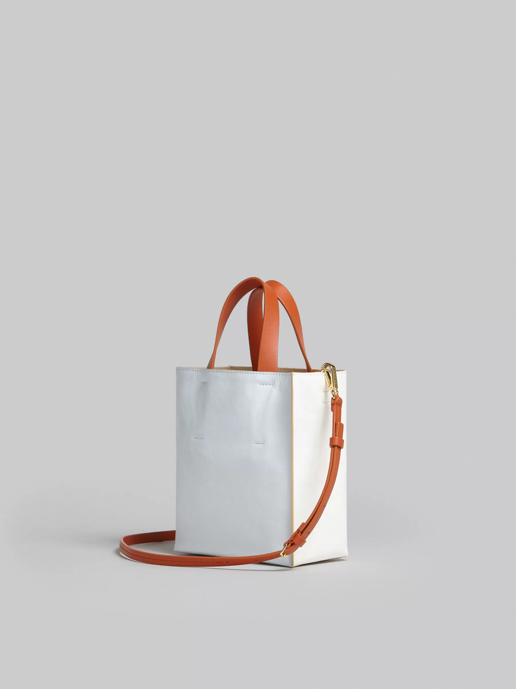 Marni Museo Soft Mini Bag In White Light Blue And Orange Leather LILYWHITE/CLOUD New